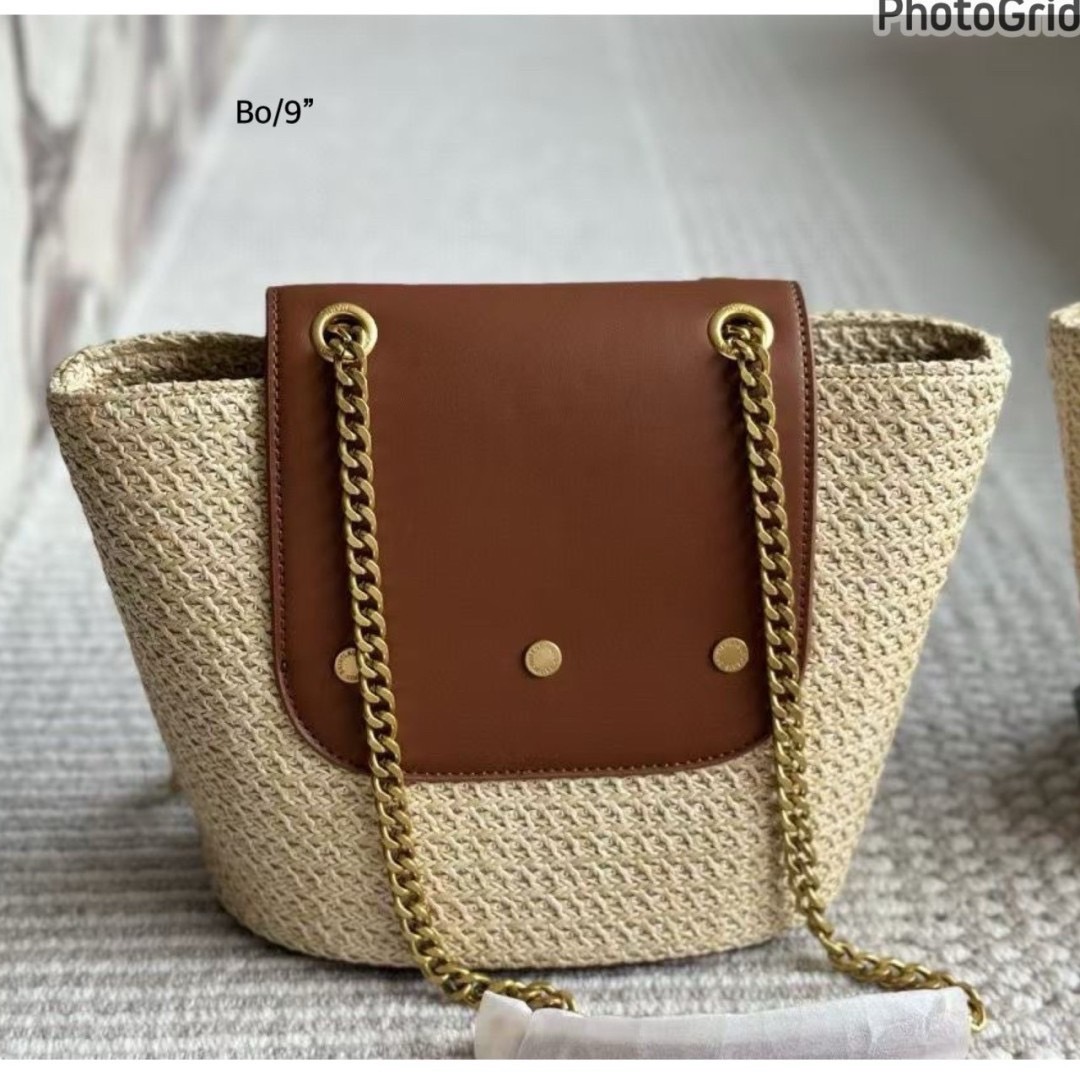 YSL Mini Manon in raffia Shoulder Bag / YSL Bucket Bag กระเป๋าดีไซส์สานทันสมัย เรียบหรู อะไหล่ทองสวยคลาสสิก