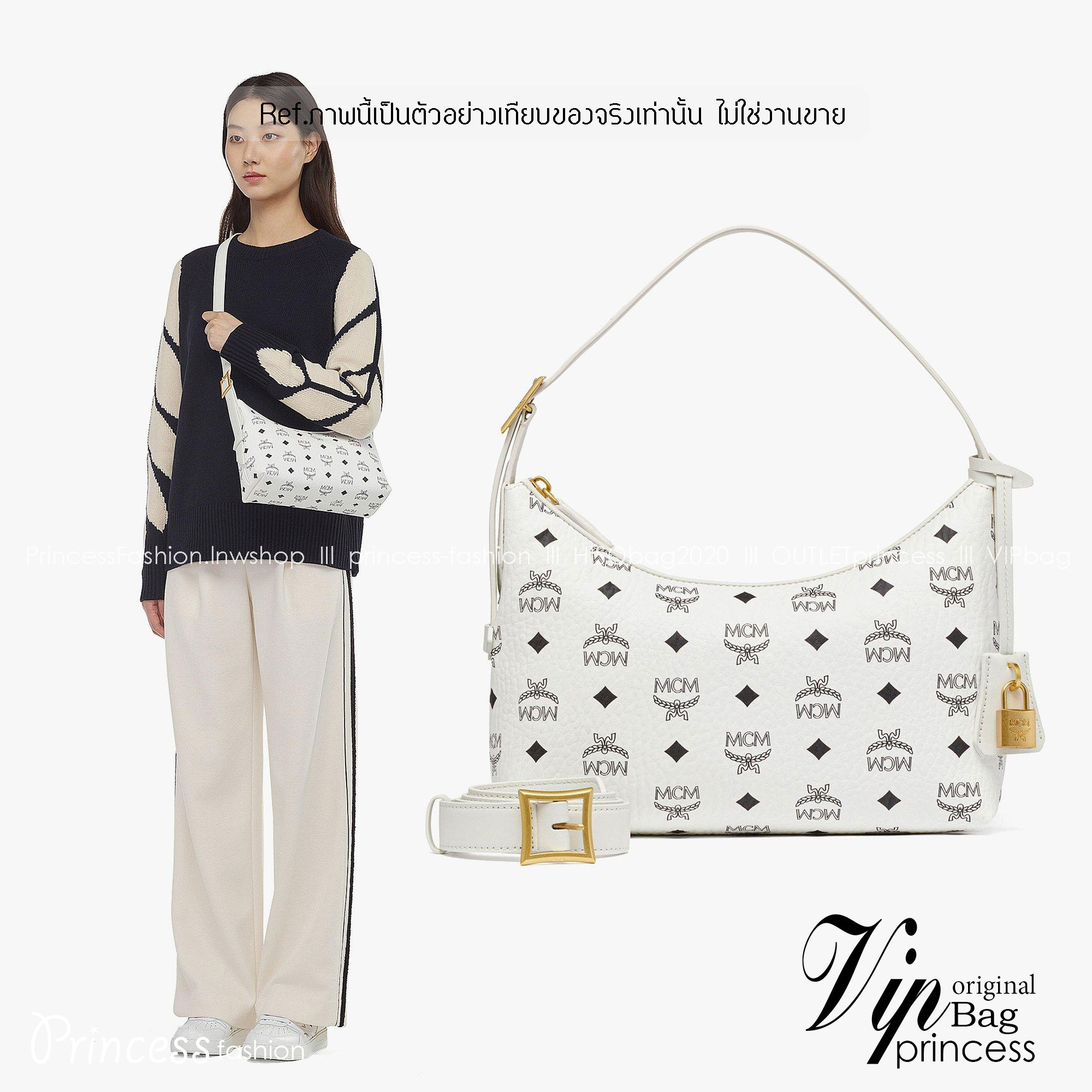 M.C.M Aren Hobo Bag in Visetos กระเป๋าสะพายทรงโฮโบ คลาสสิกทันสมัย เกรดท็อปออริ 1:1 สลับแท้ ใช้งานต่างประเทศได้