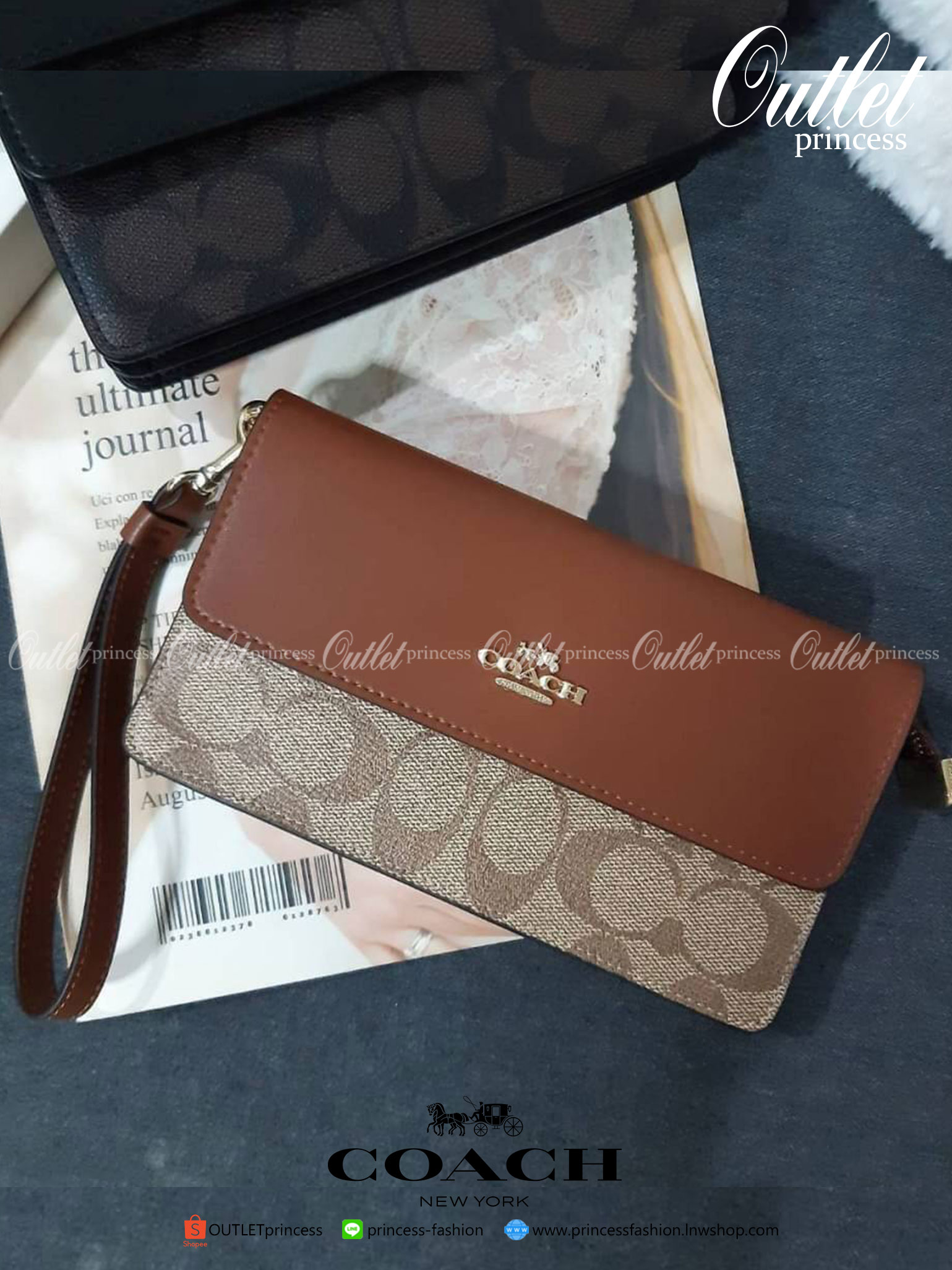 ของแท้ COACH 78229 FOLDOVER WRISTLET IN SIGNATURE CANVAS ไอเท็มที่ต้องมี!! 😎 ใบนี้เลย!! คลัทช์คล้องมือ ถอดสายได้