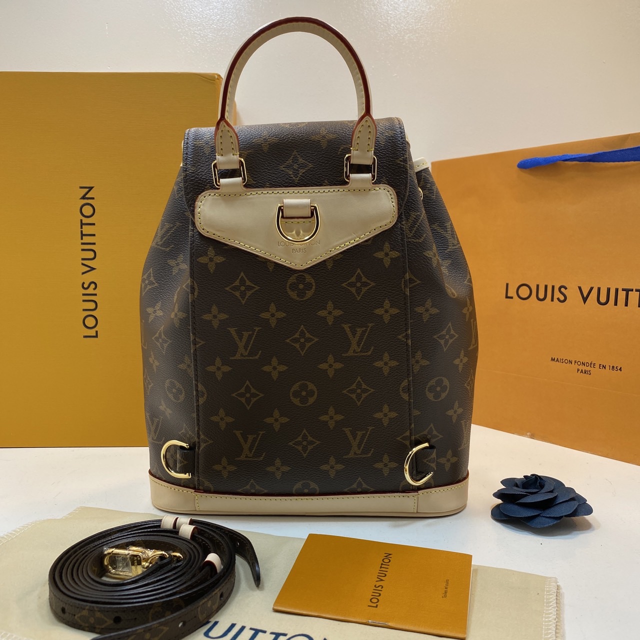 LV Montsouris Backpack Monogram Canvas กระเป๋าเป้งานแบรนด์หรู สวยโดดเด่นทันสมัยตลอดกาล เกรดออริ เทียบแท้ 1:1 ใช้งานต่างประเทศได้