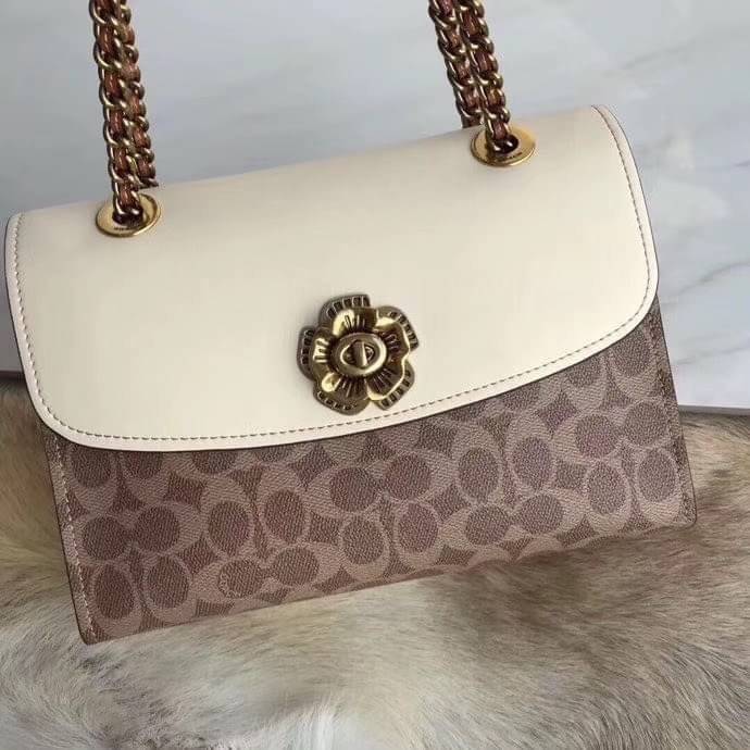 Coach Parker In Signature Canvas With Tea Rose
