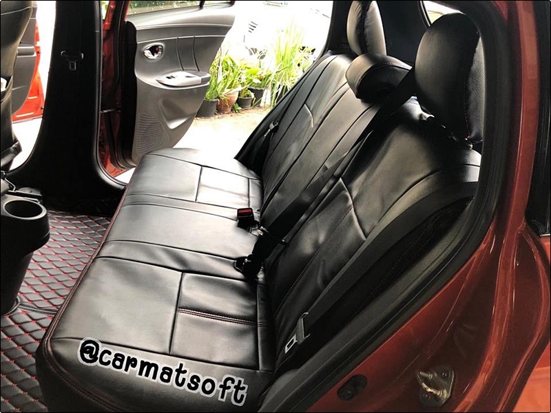 ชุดหุ้มเบาะรถยนต์YARIS (ปี2013-2017) หนังPVC เกรดA หนา1มิล สีดำด้ายแดง (แบบสวมทับ)