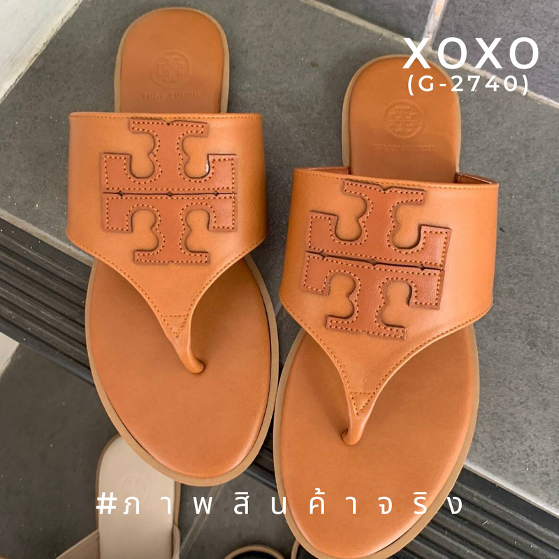 TORY BURCH SANDELS แตะหนีบ งานชนช้อป งานสวยมากคะ วัสดุหนัง PU ด้านหน้าว่างลายโลโก้แบรนด์ เรียบ หรู ดูแพงเกินราคาขายแน่นอนคะ แมทส์เข้าชุดง่าย น้ำหนักเบา