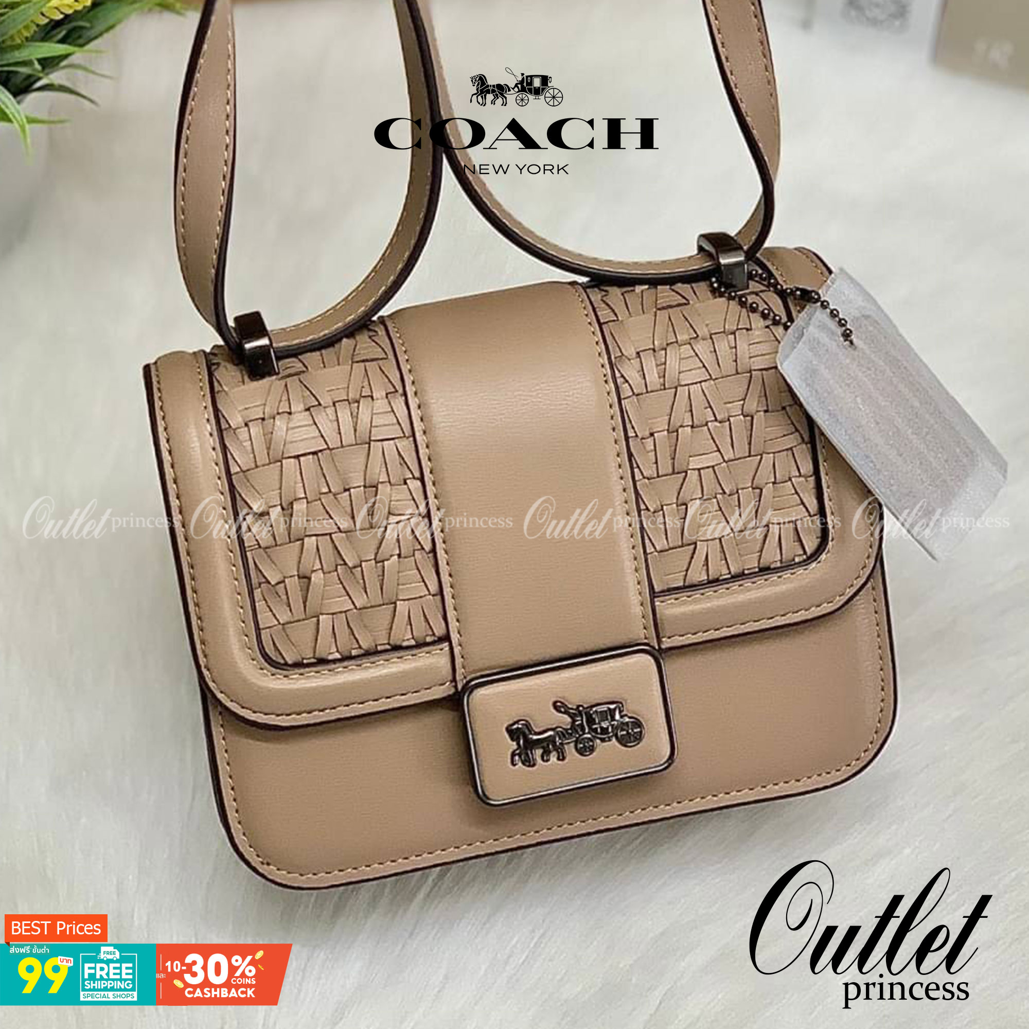 น้องสวย คุณภาพแน่นอีกแล้วจร้าา! COACH ALIE SHOULDER BAG 18 WITH WEAVING ((C2587)) พร้อมส่งความสวย! กระเป๋าสะพายครอสบอดี้ร์หรือสามารถทบเป็นสายคู่ใช้แบบหิ้วหรือคล้องไหล่ได้ด้วย หนังแท้อย่างดีสวยงามค่ะ ด้านหน้าทำหนังแบบสานได้คลาสสิคค่ะ