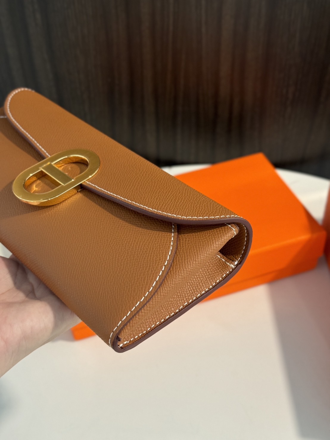 HERMES Chaine d'Ancre To Go wallet กระเป๋าถือสะพายแบรนด์หรู ดีไซส์กระเป๋าสตางค์ใบยาว Long wallet in Epsom Saddle-stitch เกรดออริ สลับแท้ 1:1 ใช้งานต่างประเทศได้ ภาพถ่ายจากงานขายจริง