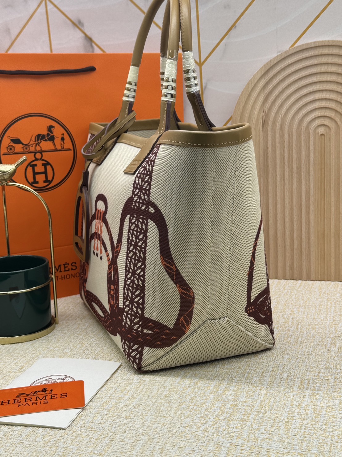 HERMES Steeple Tote Bag / H Steeple canvas tote bag 30cm กระเป๋าทรงโท้ทแคนวาสอย่างดี พิมพ์ลายคมชัด ลายใหม่สวยหรู เกรดออริ สลับแท้
