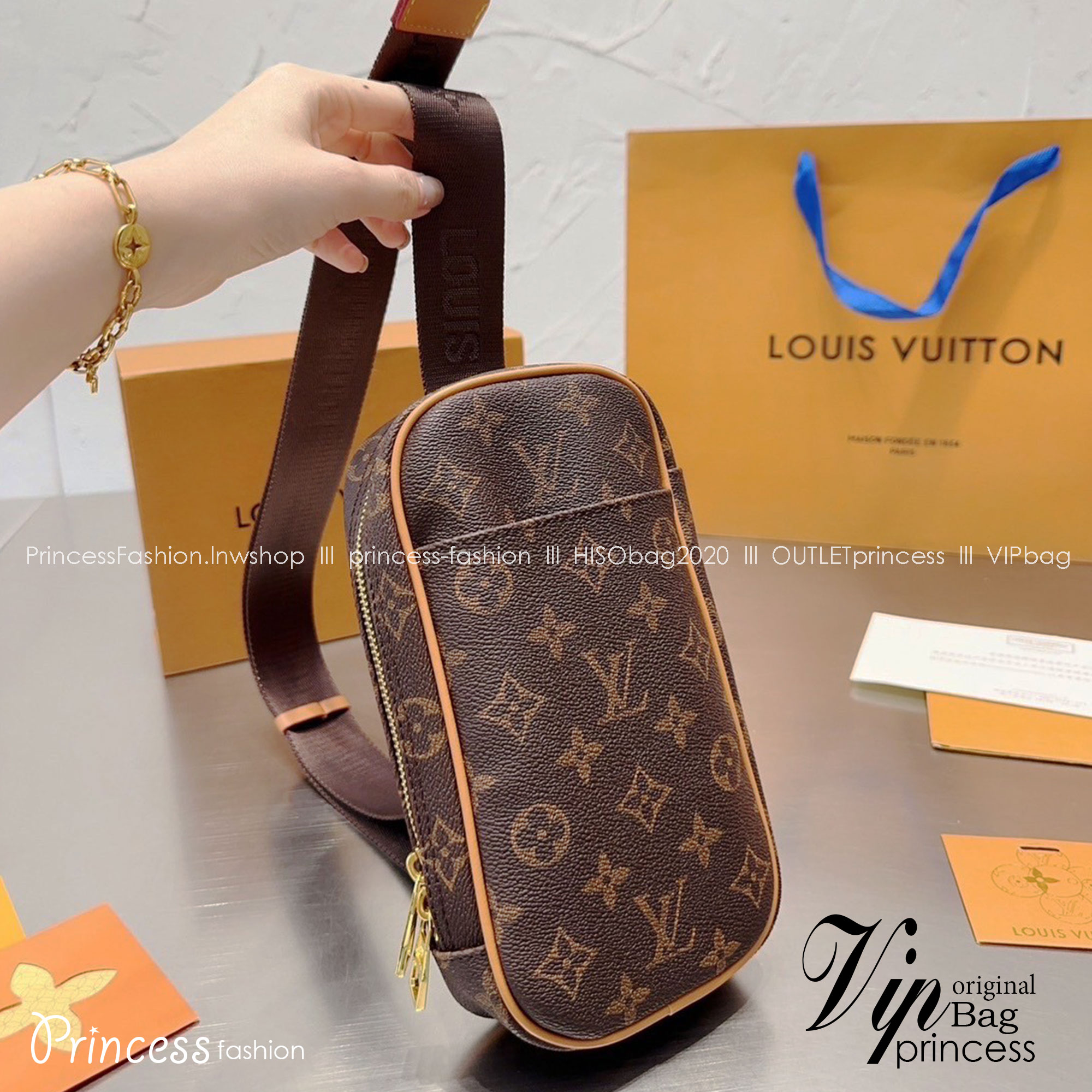 LV monogram pochette Gange Crossbody Bag / LV BELT BAG พร้อมส่ง กระเป๋าคาดอกลายโมโนแกรม ขนาดกะทัดรัด ใช้ได้ทั้งชายหญิง