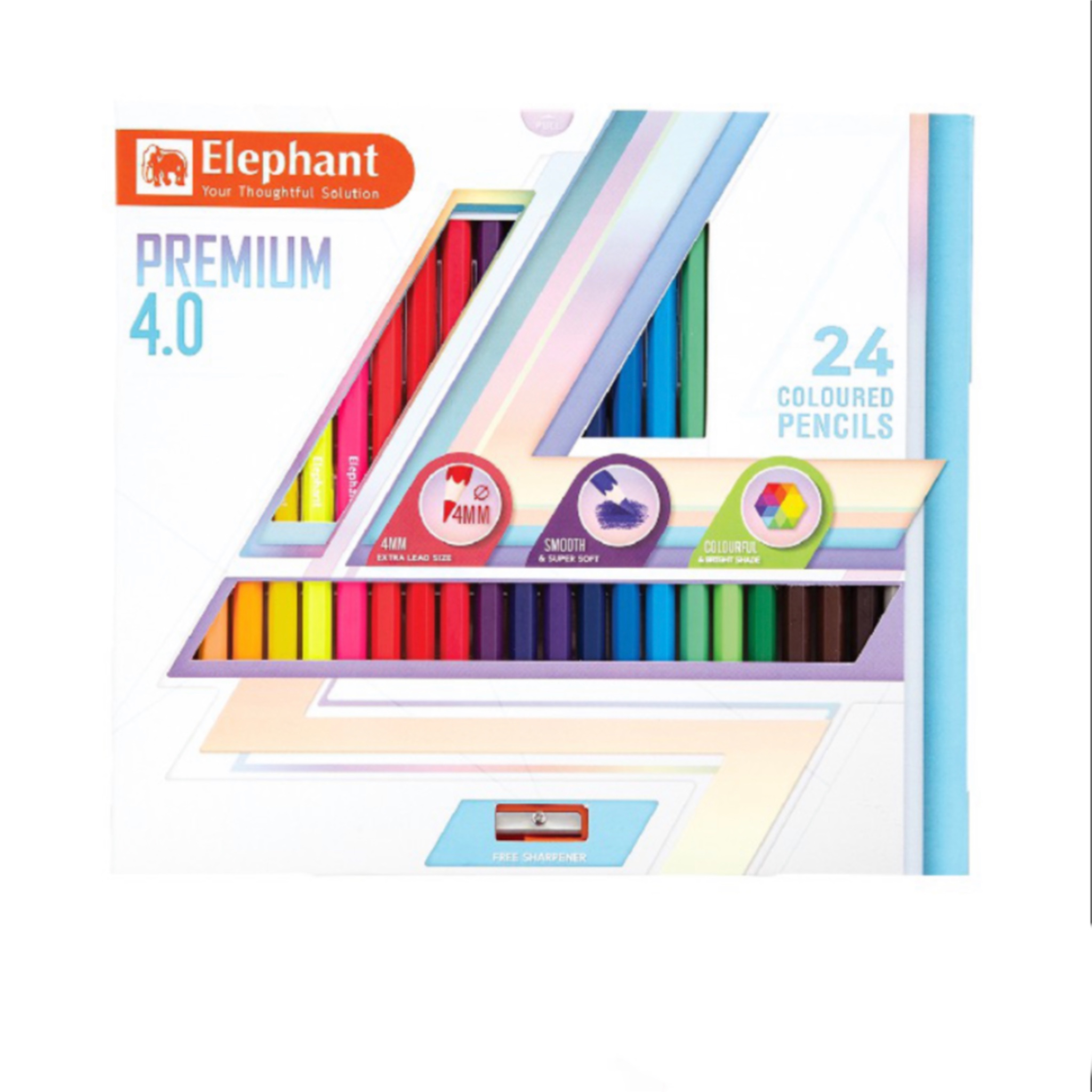 สีไม้ยาว 24สี ตราช้าง พรีเมี่ยม 4.0