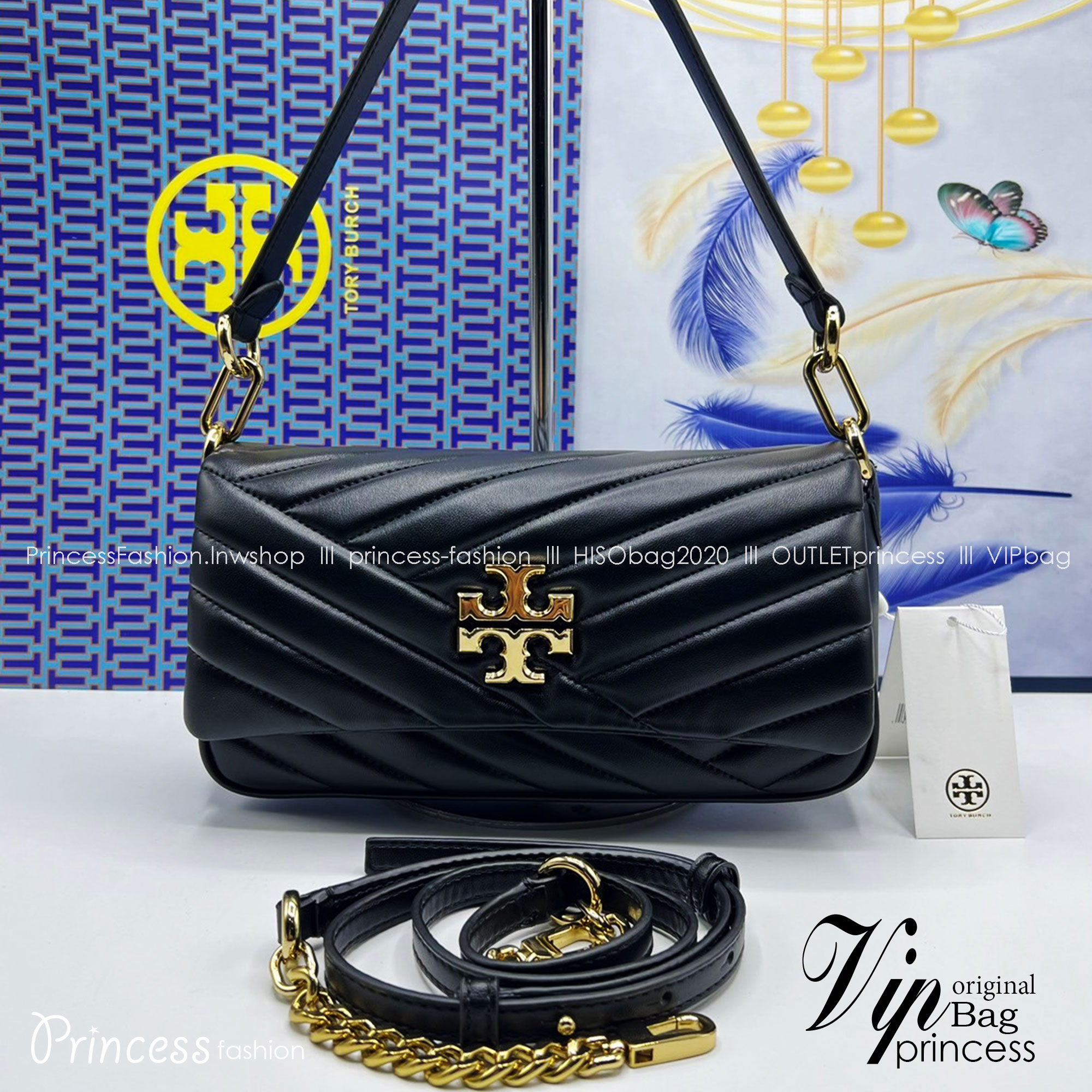 Tory Burch Kira Chevron Flap Small Shoulder Bag กระเป๋าสะพายดีไซน์รูปทรงคลาสสิค ดูผู้ดีหรูหรา เกรดออริ สลับแท้ 1:1 ใช้งานต่างประเทศได้