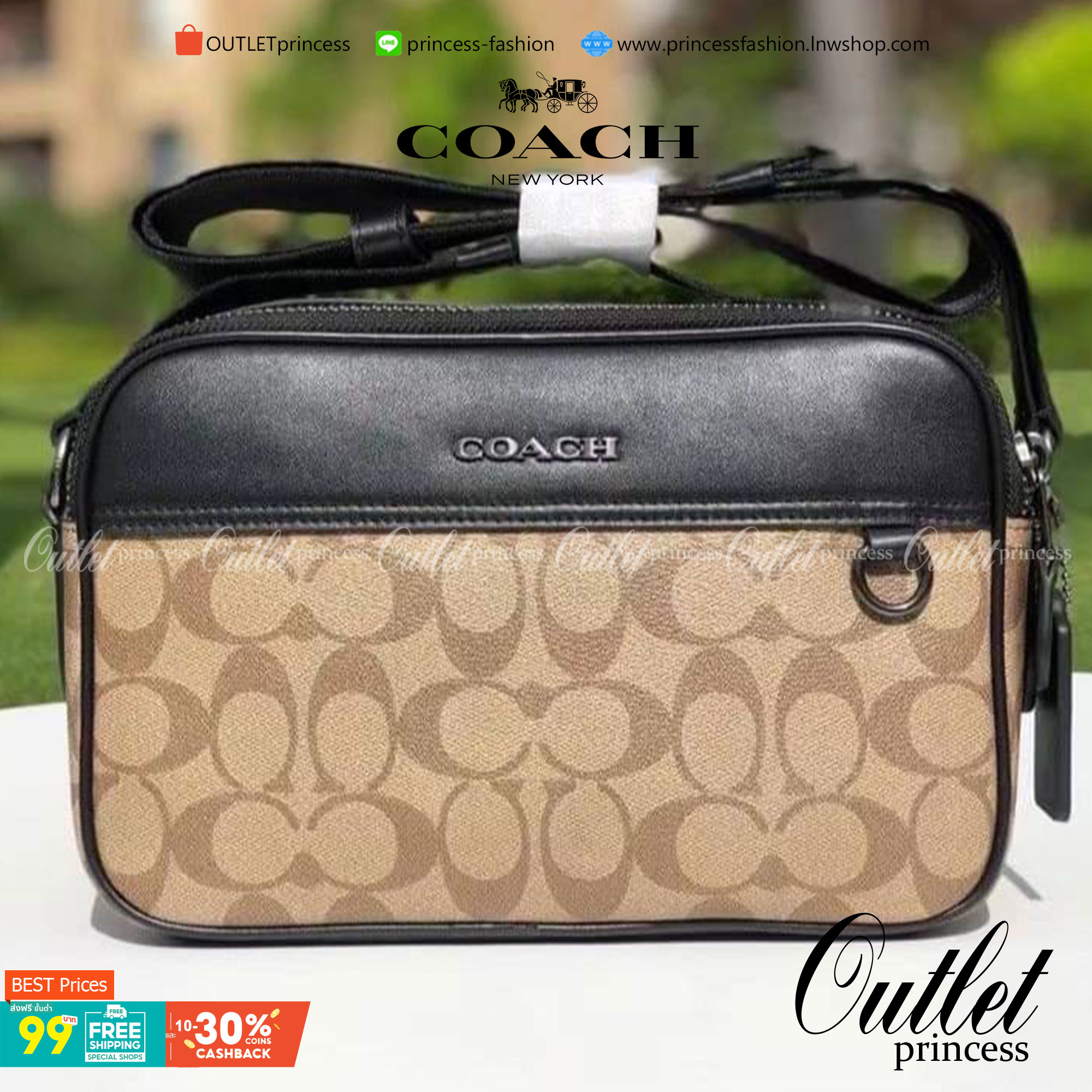 COACH GRAHAM CROSSBODY IN SIGNATURE CANVAS (COACH C4149) กระเป๋าครอสบอดี้รุ่นยอดฮิตสำหรับหนุ่มๆ ที่สาวๆก็ใช้ได้!! รูปทรงดีไซน์คลาสสิค ใช้งานสะดวก วัสดุหนังแคนวาสเคลือบลาย เปิด-ปิดด้วยซิป ภายในเป็นช่องโล่ง ใส่ของสำคัญได้ครบ สายสะพายปรับได้ตามตัว มีมาให้ช้อ