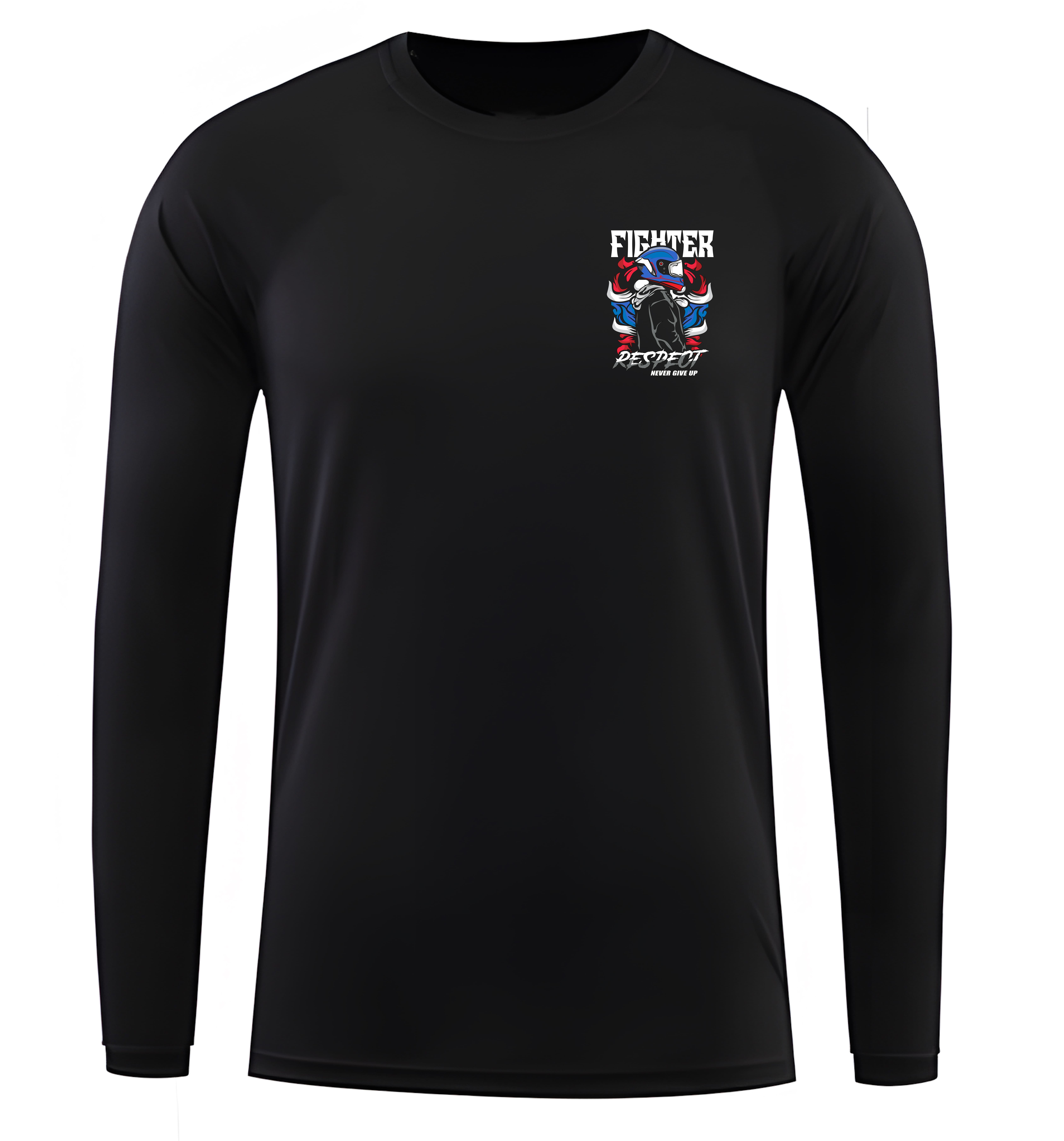 สกรีนเสื้อ 77DESIGN เสื้อแขนยาว นักสู้ respect fighter ผ้าไมโคร