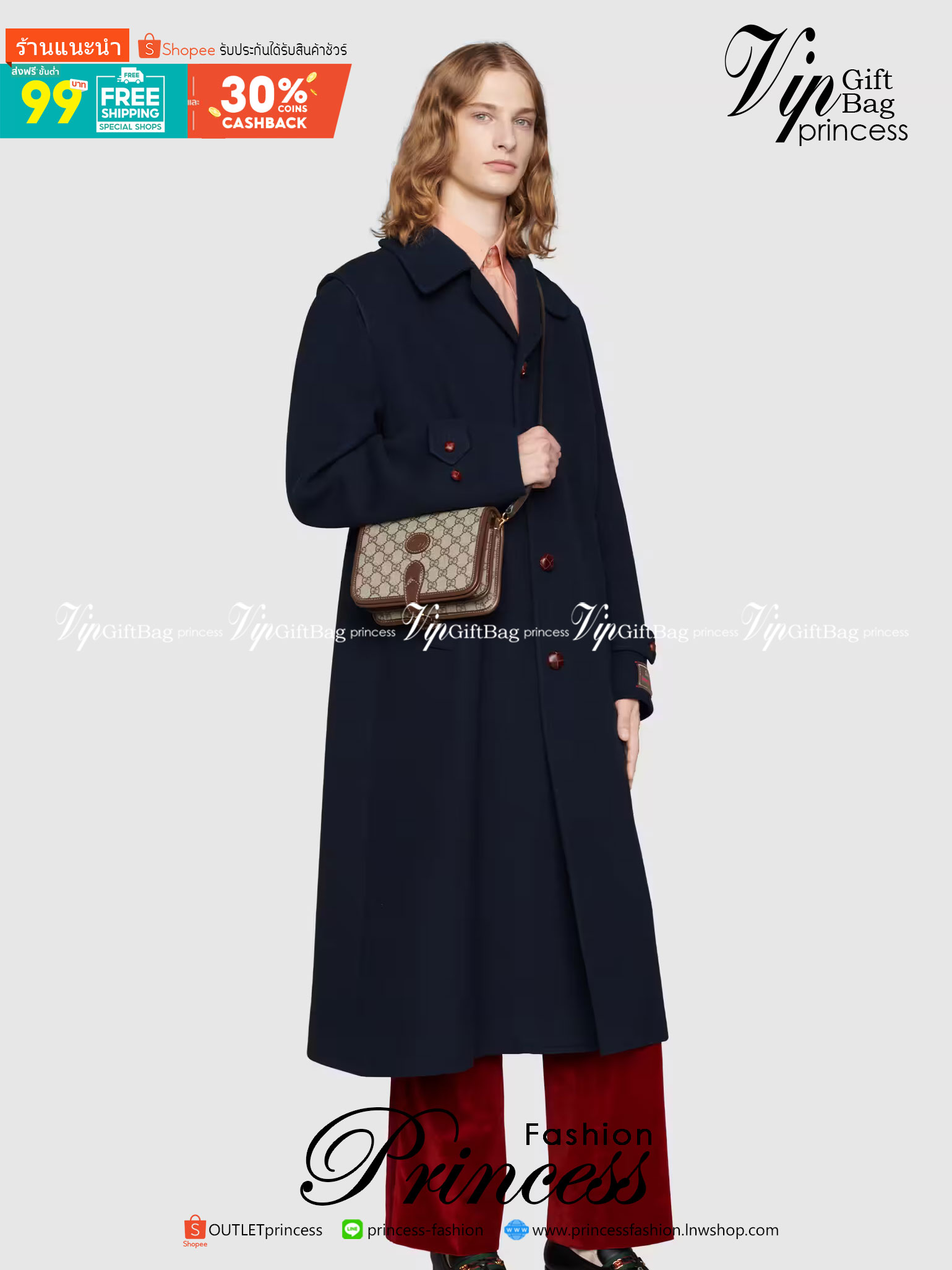 ออริจินอล Gucci Mini shoulder bag with Interlocking G กระเป๋าสะพาย อีกหนึ่งในสัญลักษณ์ที่สำคัญของแบรนด์ Interlocking G แคนวาสโมโนแกรมสวยงาม