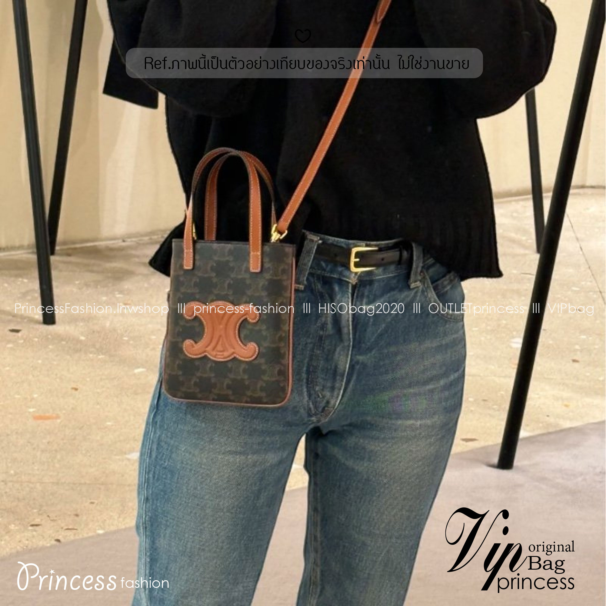 CELINE MICRO CABAS in Triomphe canvas and Leather กระเป๋าโท้ทมินิไมโครไซส์ กะทัดรัดปุ๊กปิ๊ก ฮอตสุดในเกาหลี ดีไซน์สุดคลาสสิค โดดเด่นด้วยโลโก้หน้าไซส์จัมโบ้