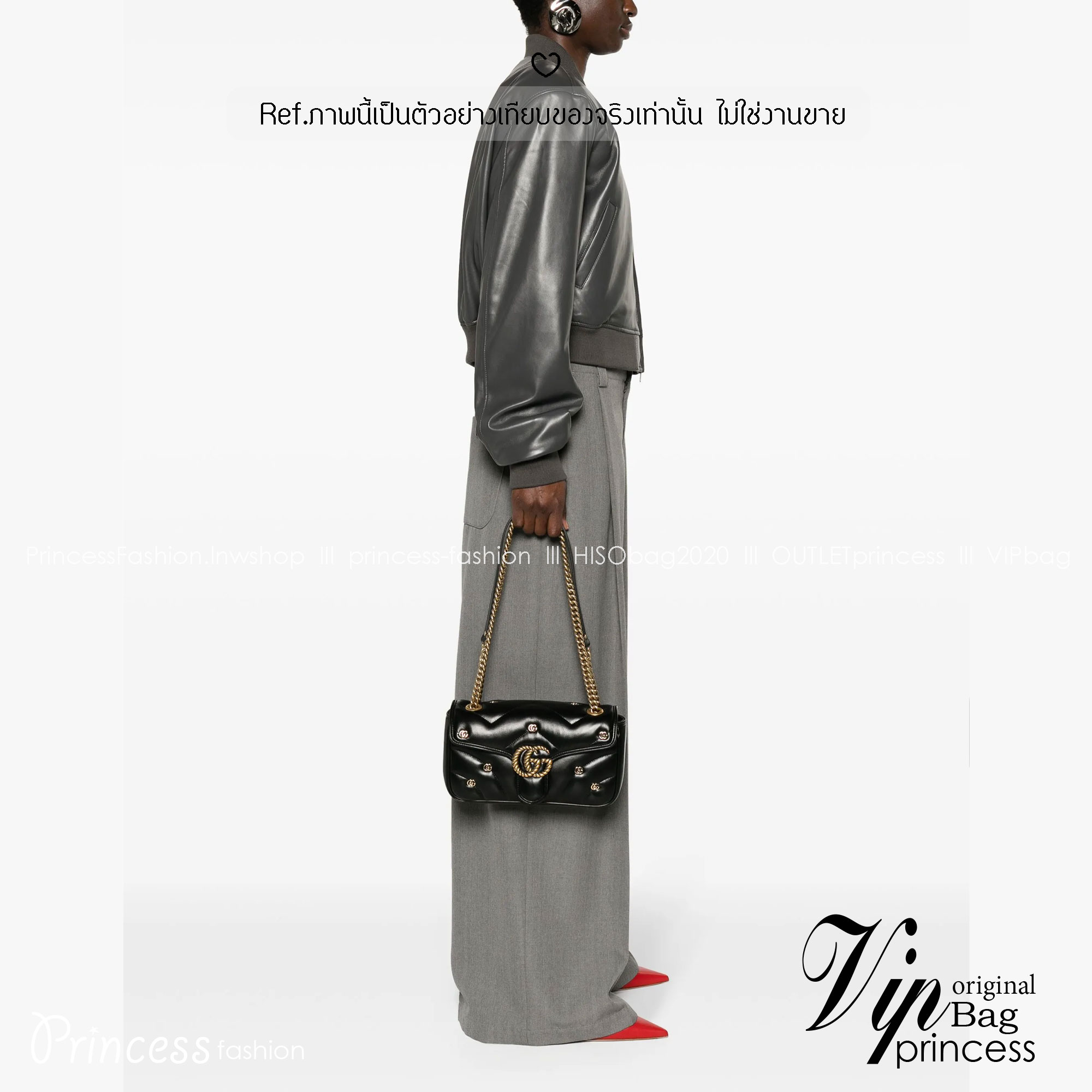 GUCCI GG Marmont Shoulder Bag with monogram-plaque กระเป๋าสะพายรุ่นคลาสสิค ดีไซน์ใหม่ ตกแต่งโลโก้ GG เต็มใบ เพิ่มความลูกคุณลักชูไปอีก สีสวยขับผิว ดูแพง อัพลุคได้สบายๆ