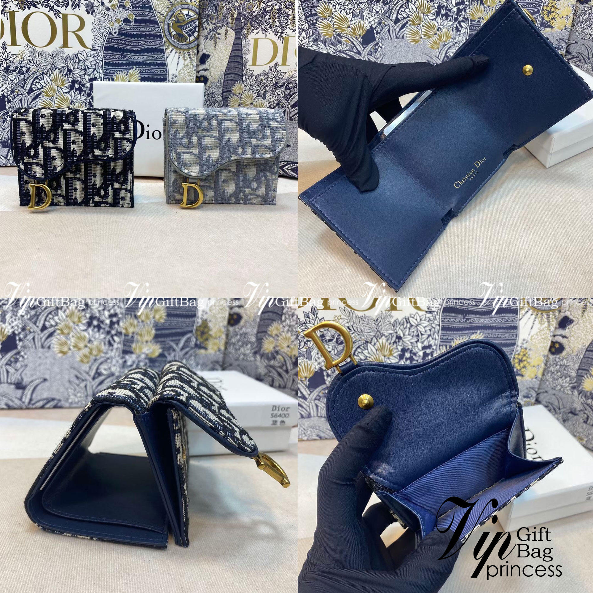 VIP 🥂DIOR Wallet Saddle Lotus / Dior tri-fold wallet กระเป๋าสตางค์ 3 พับทรงตั้ง มีช่องใส่เหรียญ ใส่การ์ด ใส่ธนบัตรได้ ครบเลยค่ะ วัสดุหนังแท้ และผ้า Jacquard อย่างดี ทอสวยงาม ผสมผสานความสง่างามและคลาสสิกที่เข้ากับยุคสมัย ภาพสินค้าถ่ายจากงานขายจริง 
