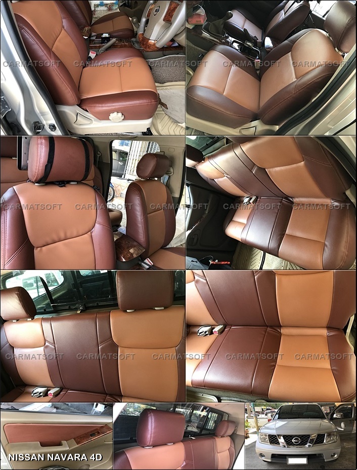 ชุดหุ้มเบาะรถยนต์ NISSAN NAVARA 4D หนังPVC เกรดA หนา1มิล สีชาน้ำตาล