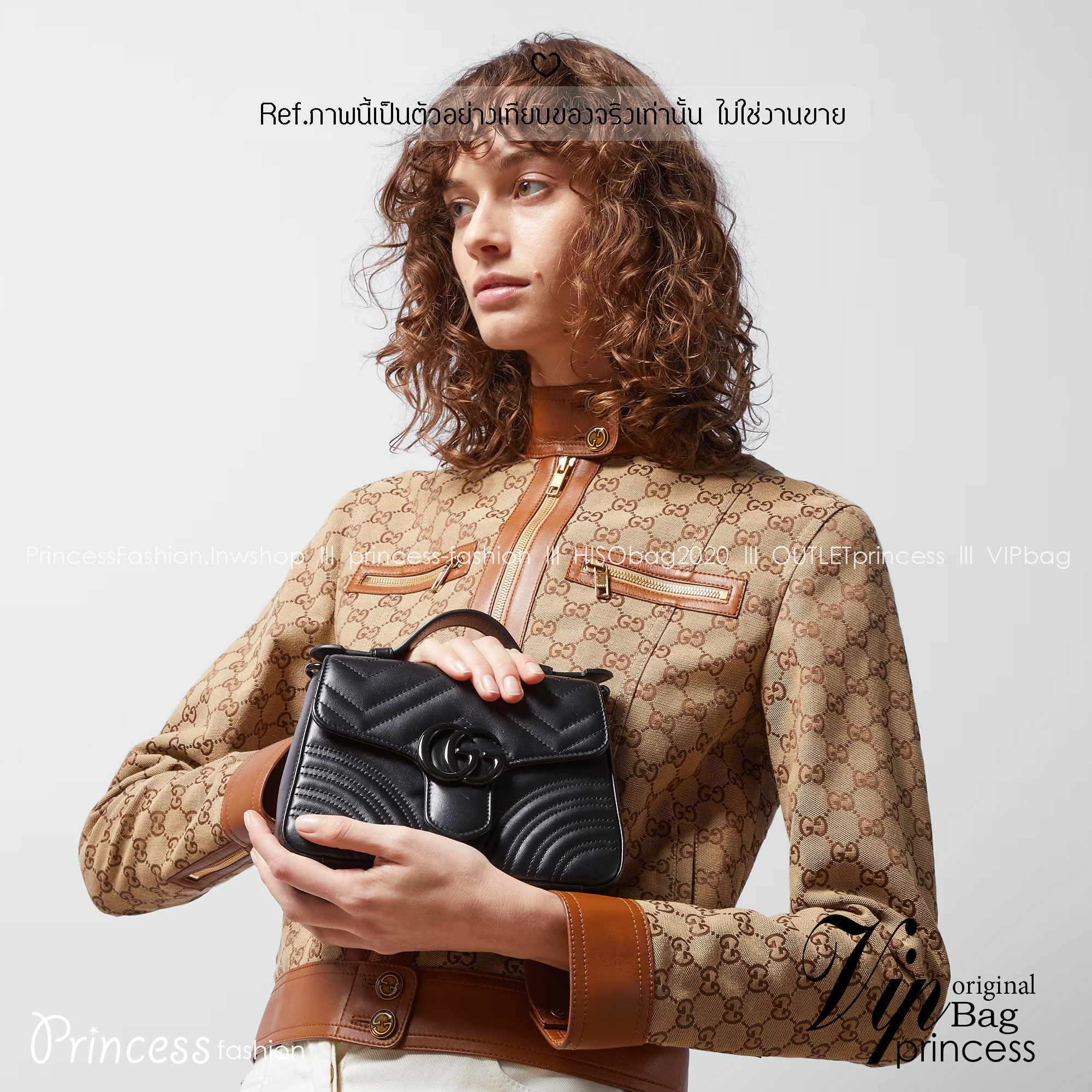 GUCCI GG Marmont mini top handle bag กระเป๋าสะพายข้างรุ่นคลาสสิค ดีไซน์ใหม่พร้อมหูจับในตัว ใช้งานง่าย สายสะพายยาวถอดได้ ถือออกงานก็ปัง