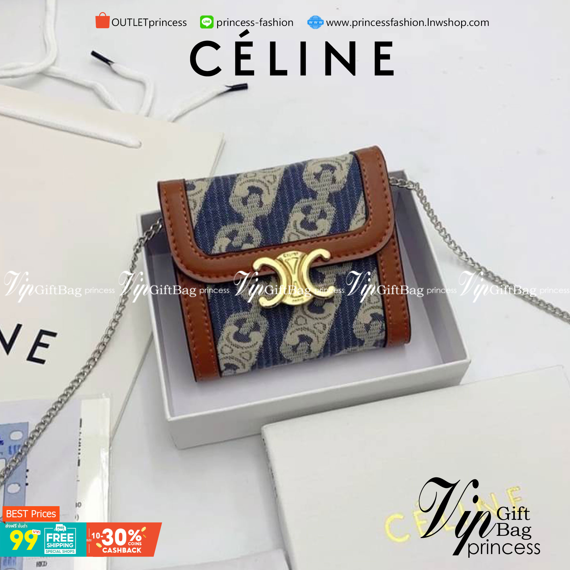 มาใหม่ 4 แบบพร้อมส่ง ที่นี่ที่เดียวเลยค่า CELINE SHORT WALLET VIP GIFT WITH PURCHASE GWP วัสดุ Triomphe Canvas หนังขึ้นลาย Signature Brand สวยอยู่ทรงมีโลโก้ด้านหน้าเปิดปิดด้วยฝาพับกระดุมแม่เหล็ก ภายในมีช่องแบ่งหลายช่อง มีช่องใส่บัตรหลายช่อง มีช่องใส่เหรีย