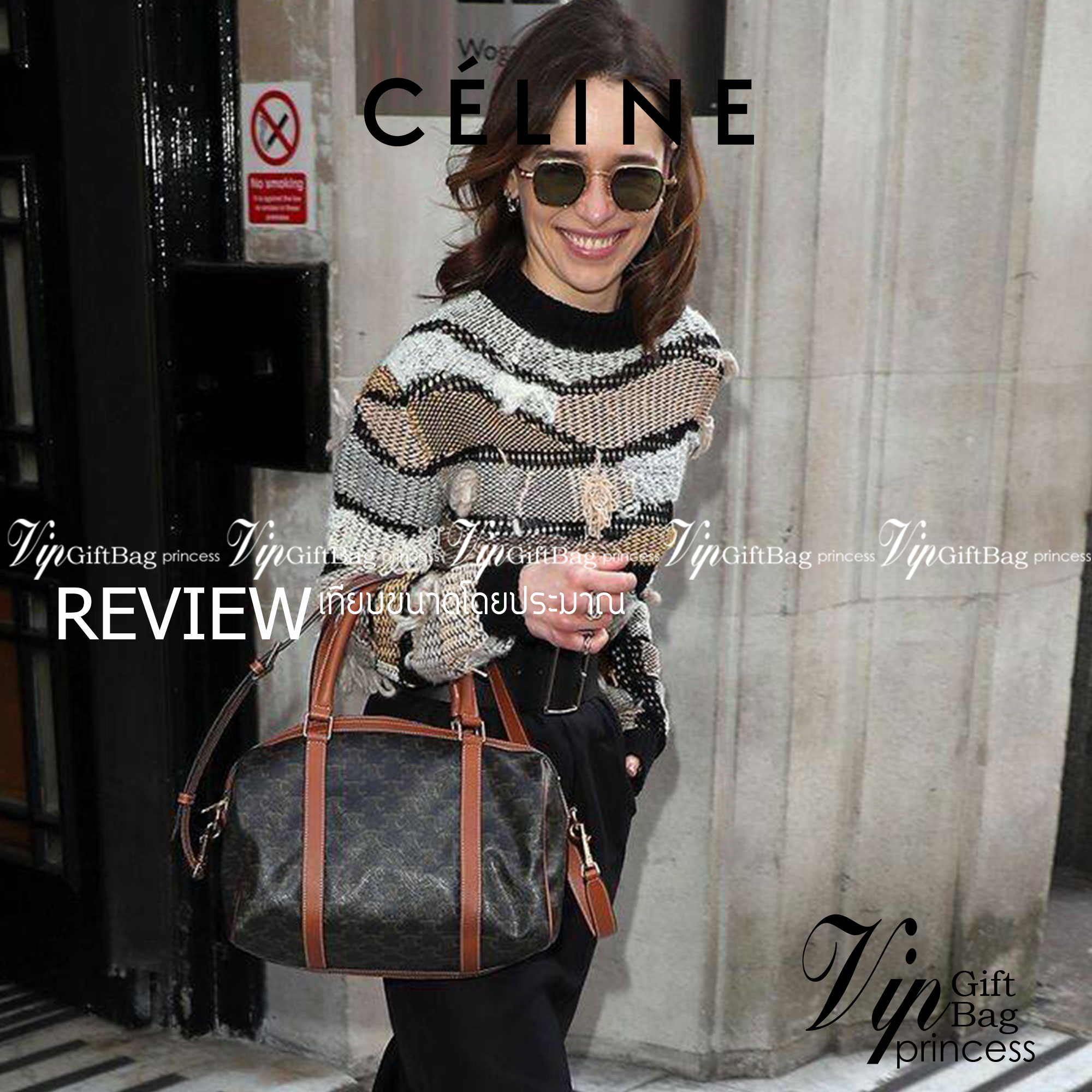 CELINE BOSTON BAG IN TRIOMPHE CANVAS AND CALFSKIN ยอดฮิตกับลวดลายเอกลักษณ์ สุดคลาสสิค กับกระเป๋ากึ่งเดินทาง ไซส์กำลังดี ที่สามารถใช้ได้ทั้งหนุ่มๆและสาวๆ วัสดุหนังแคนวาสตัดสลับหนังแท้ เปิด-ปิดด้วยซิป ใช้งานสะดวก และยังมีพวงหนังห้อยและแม่กุญแจล็อคซิปได้ มาพ