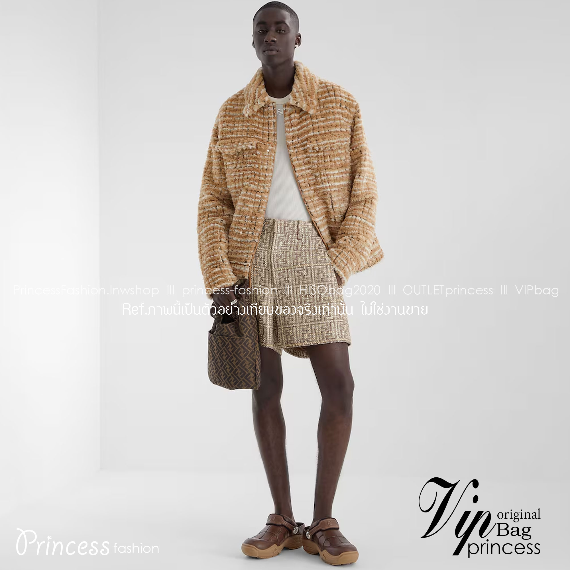 FENDI Shopper Brown FF jacquard bag กระเป๋าทรงช็อปเปอร์ลายโมโนแกรม 🧡 เกรดออริจินอล 1:1 สลับแท้ ใช้งานต่างประเทศได้