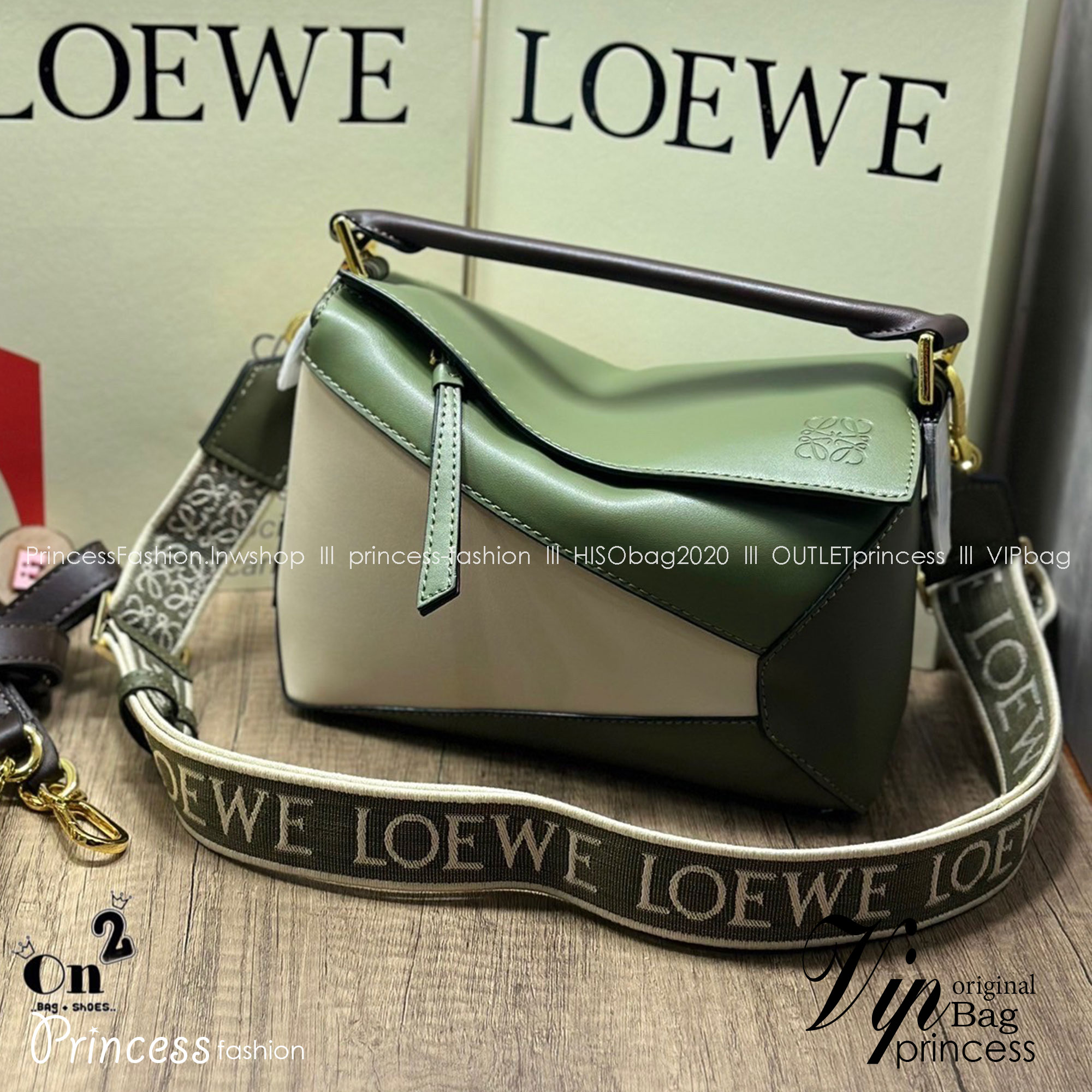 LOEWE Puzzle bag กระเป๋าสะพายแบรนด์หรู ทรงคล้ายลูกลักบี้ มาพร้อมสายยาวผ้าแจ็คการ์ด สวยงามมากค่ะ เกรดออริ ใช้งานต่างประเทศได้