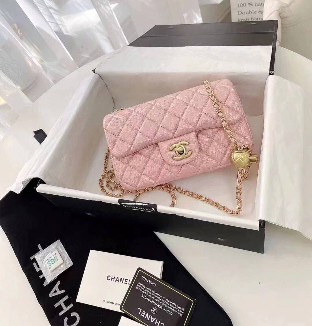 CHANEL MINI FLAP BAG CAVIAR Leather GOLD tone hardware พร้อมส่ง 5 สี
