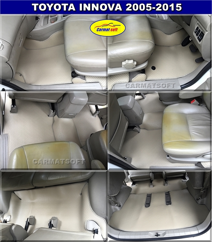 พรมกระดุมเม็ดเล็ก INNOVA 2005-2015 สีครีม เต็มคัน เข้ารูป สวยงาม