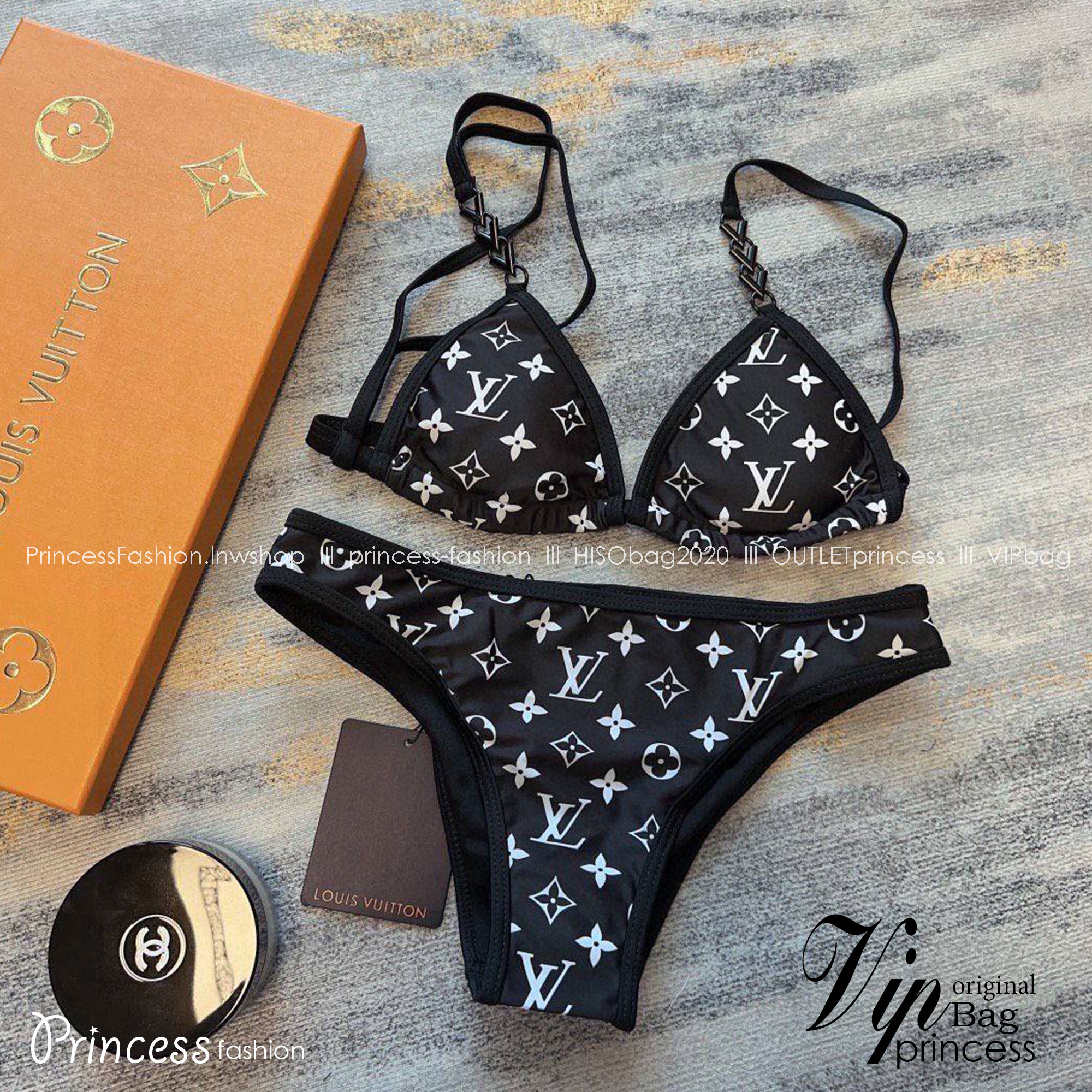 LV bikini con motivo Monogram / LV Graphic Monogram Bikini บิกีนี่ลาแบรนด์ ชุดว่ายน้ำญาญ่า เกรดออริ 1:1 ใช้งานต่างประเทศได้