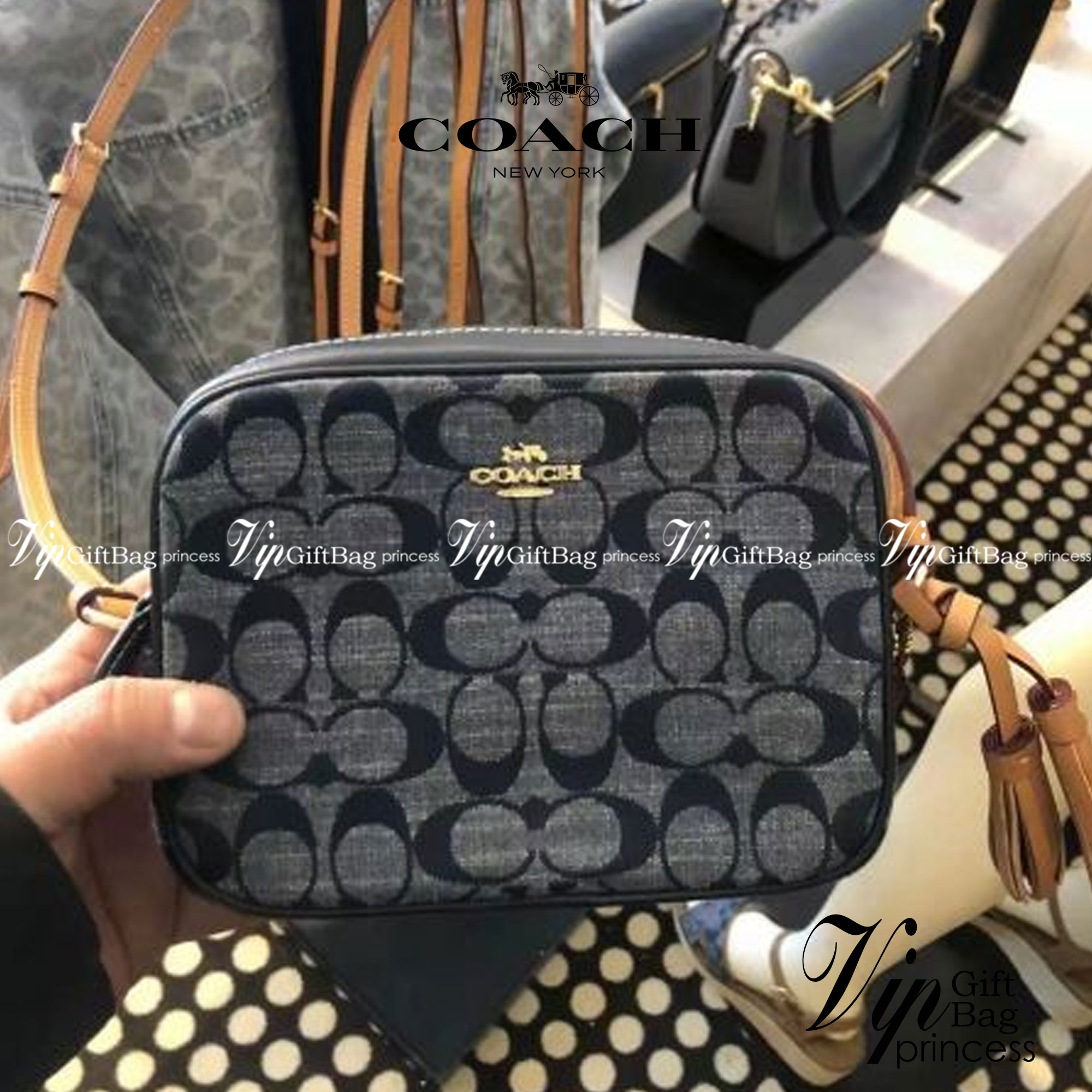 Coach Mini Camera Bag In Signature Chambray พร้อมส่งที่ไทย