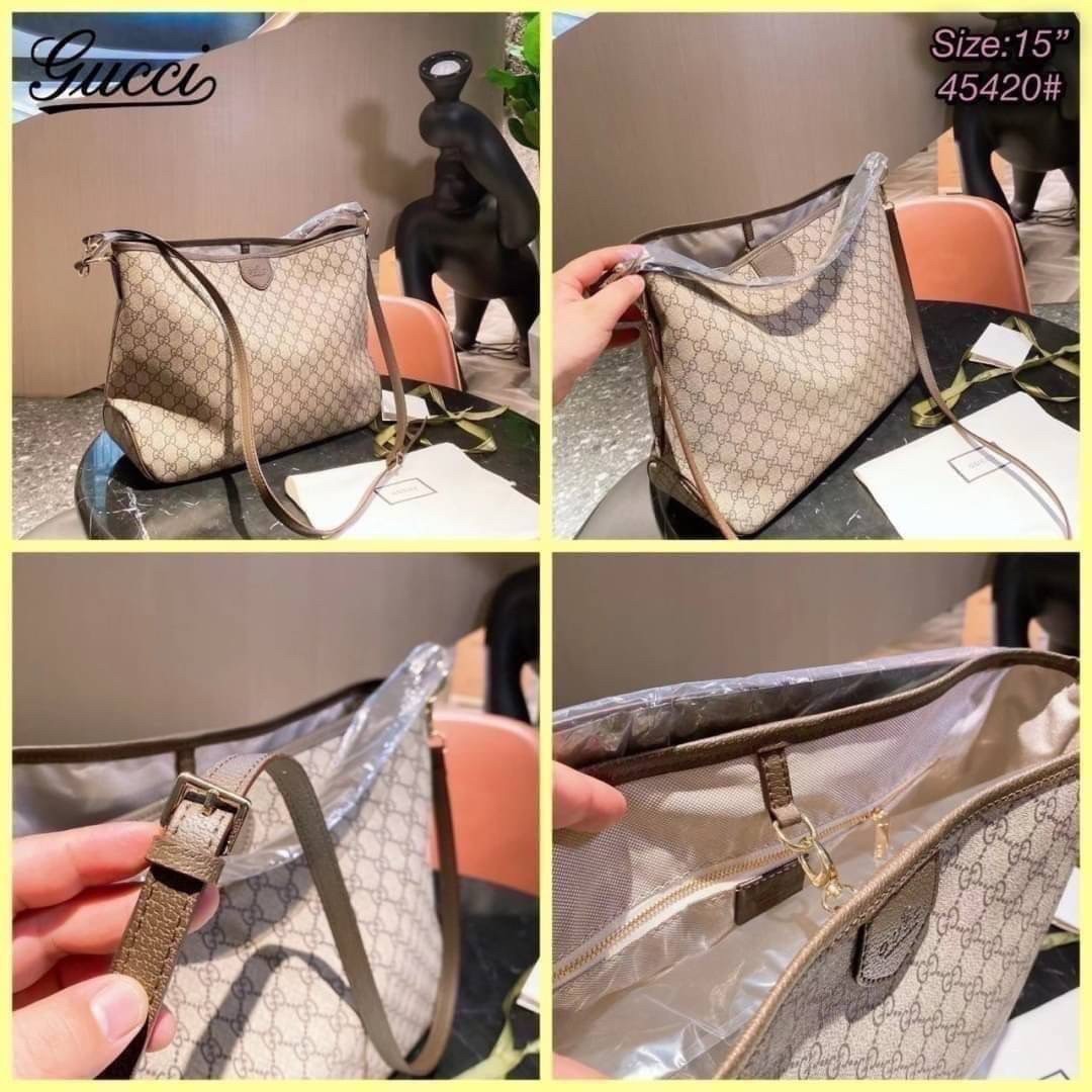 GUCCI Tote Bag / GG Ophidia Tote Bag กระเป๋าสะพายโท้ทใบใหญ่ คลาสสิคโมโนแกรมสุดหรู วัสดุแคนวาสตัดขอบหนัง ภายในเป็นช่องโล่งกว้าง จุของได้เยอะ หยิบจับสะดวก ใช้งานสะดวกสามารถสะพายได้ทุกวัน