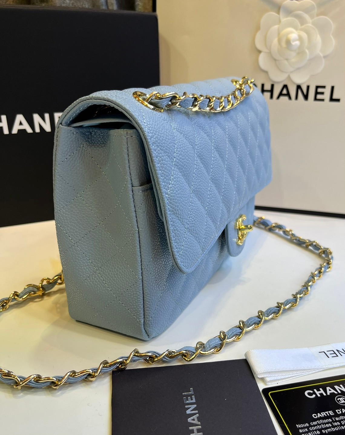 พร้อมส่งโทนพาสเทล CHANEL Classic in Pastel 25cm กระเป๋าสะพายรุ่นยอดนิยมเรียบหรู เกรดออริ 1:1 ใช้งานต่างประเทศได้ ภาพถ่ายจากงานขายจริง