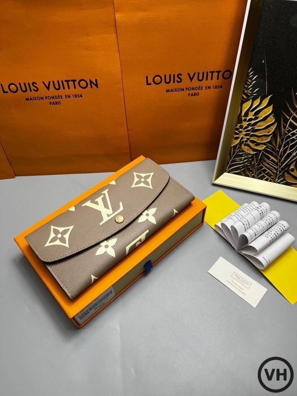 ORI หนังแท้ | LV Emilie Wallet Bicolor Monogram Empreinte Leather / LV Long Wallet กระเป๋าสตางค์ใบยาวสไตล์ซองจดหมายที่มีฝาปิดแบบพับได้ ปิดด้วยกระดุมแป๊ก