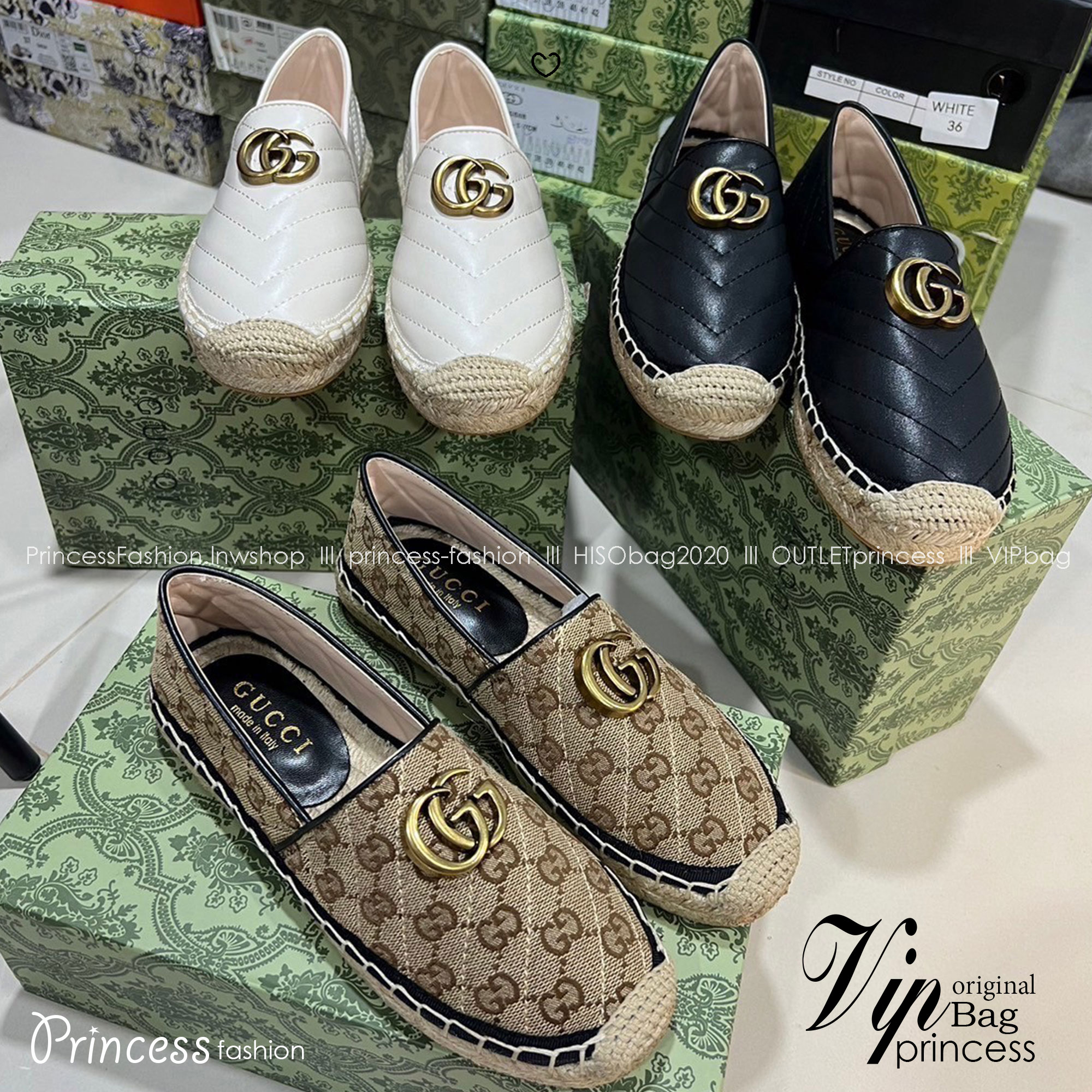 GUCCI Leather Espadrille with double G รองเท้าผ้าใบลำลองรุ่นยอดฮิต ขับผิว ใส่สบาย ยืนเดินได้นาน พื้นยางอย่างดียืดหยุ่นสูง ใส่เดินชิลหรือเที่ยวก็ปัง สวยงาม ได้หลากหลายโอกาส