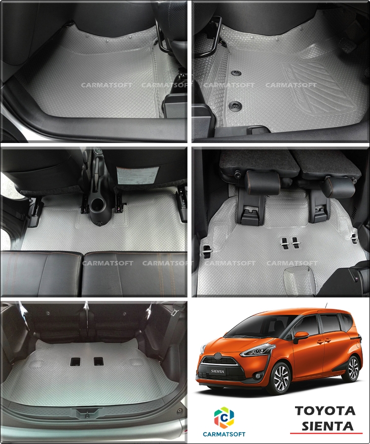 ยางปูพื้นรถยนต์ SIENTA รุ่นMiniMat กระดุมเม็ดเล็กรีดขอบ PVC สีเทา ตรงรุ่น เต็มคัน ระบุสีกับแอดมินได้นะคะ