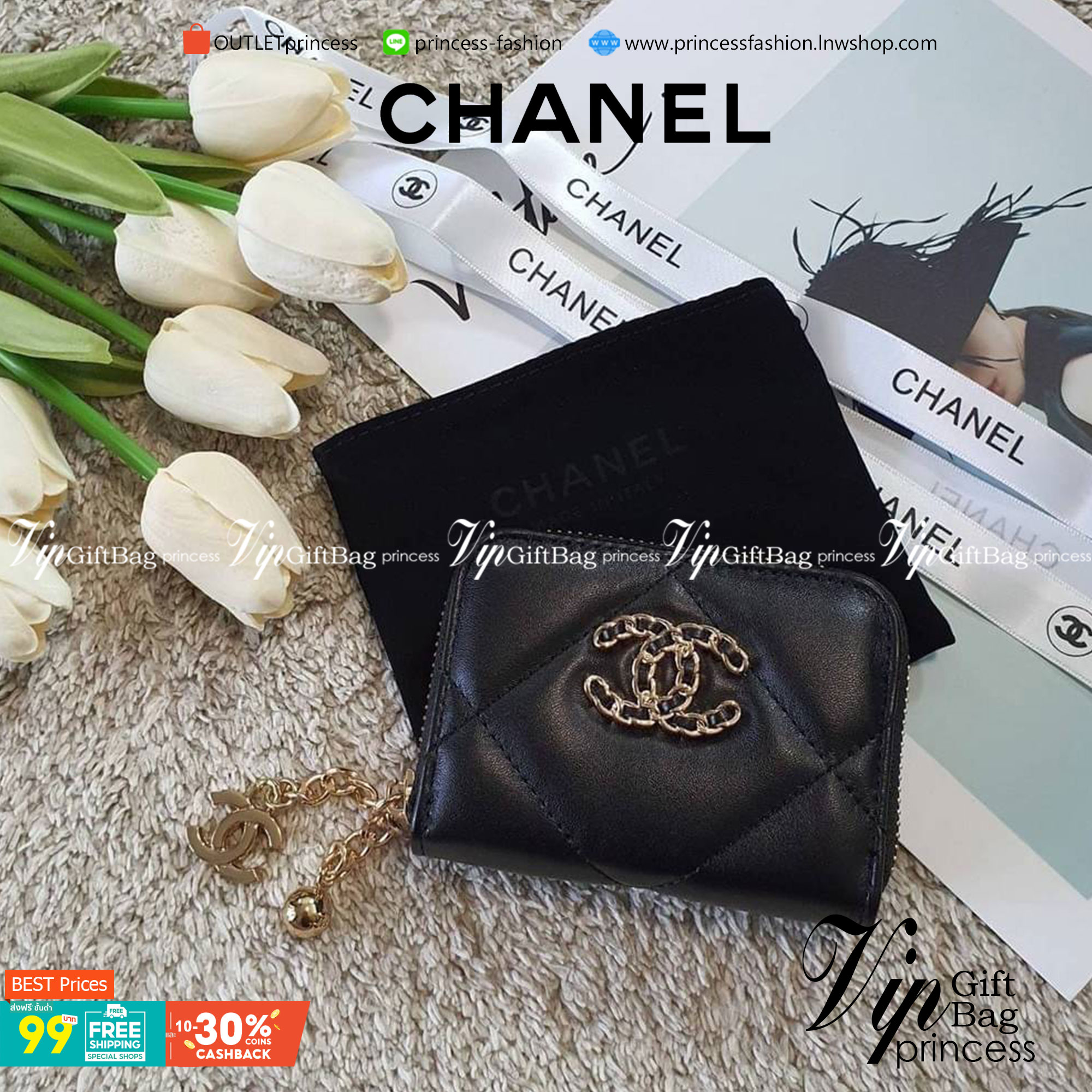 CHANEL zip short wallet มาพร้อม GIFT BOX สุดหรู! ครบชุดเซ็ตของขวัญ♡♡ กับ กระเป๋าสตางค์ใบสั้น แนะนำรุ่นนี้คะ งานพรีเมี่ยมกิ้ฟท์จากเค้าเตอร์ต่างประเทศ **ทรงน่ารักกก หนังเรียบ จากแบรนด์ CHANEL (GWP) ด้านหน้ามีโลโก้แบรนด์ CC สีทองหรู **อะไหล่สีท