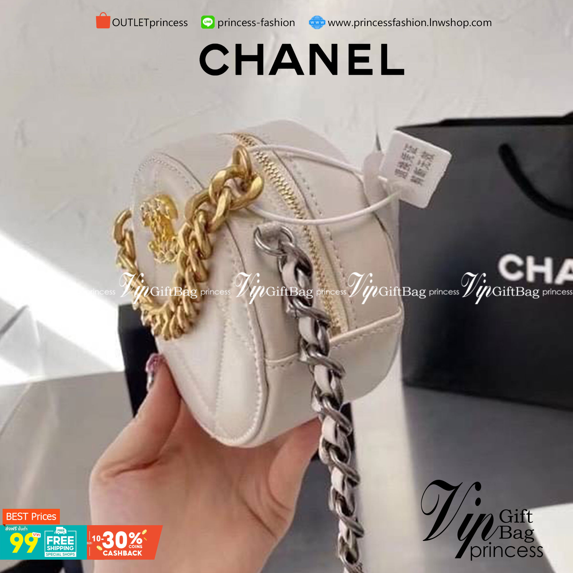 CHANEL Goatskin round quilted rhombic chain crossbody bag กระเป๋าสะพายทรงกลม งานหนังสวยมาก สายโซ่ทองรมควันสลับเงินเพิ่มความหรูหรา เป็นรุ่นตามหาที่ลูกค้าสอบถามเข้ามาเยอะมาก สินค้าเข้าแล้วน้า พร้อมส่งความสวยแล้วค่าา พร้อมส่ง 4 สี ดำ ขาว เบจ ชมพู