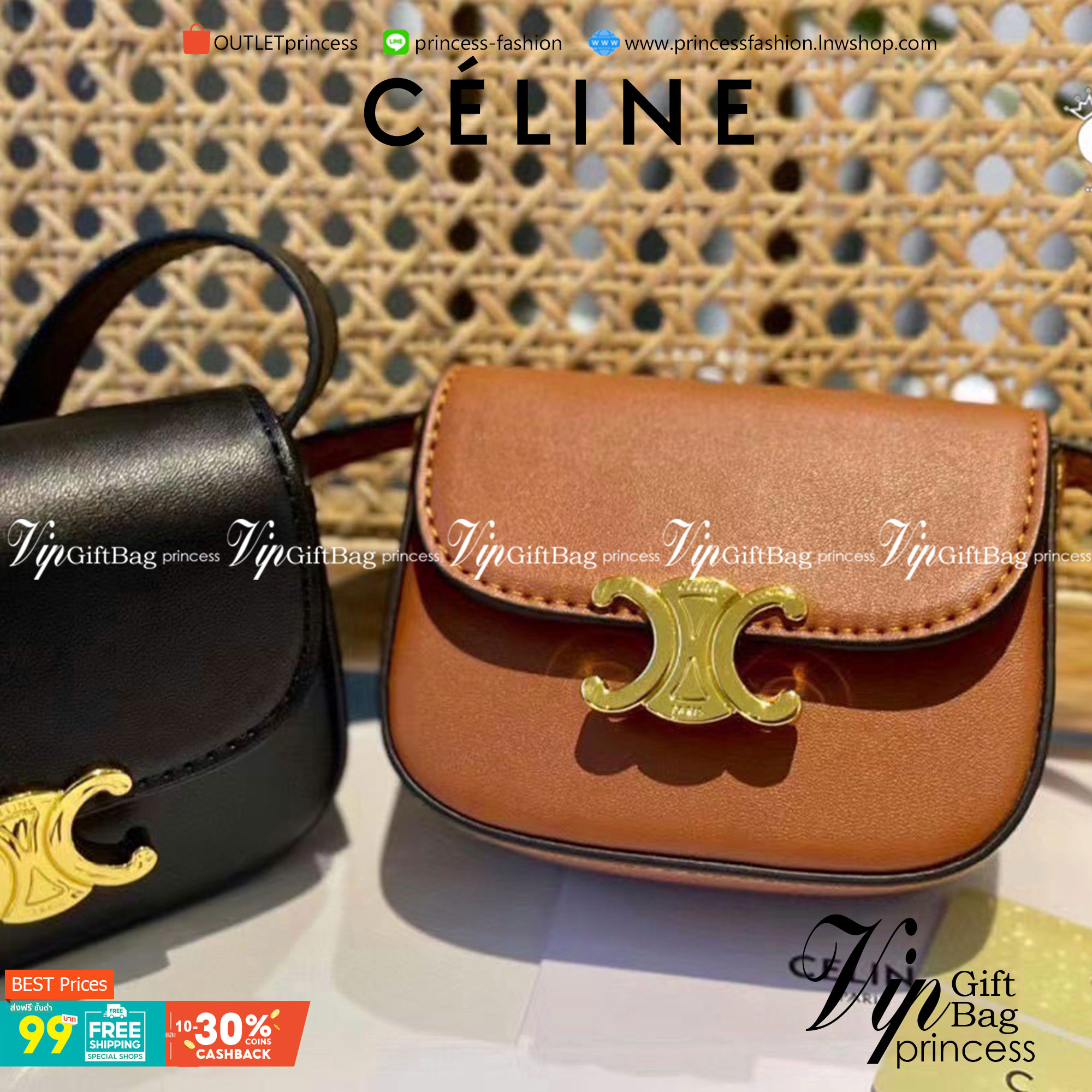 CELINE MINI TRIOMPHE IN TRIOMPHE CANVAS กระเป๋ามินิทรงชิค ดีไซน์รูปกล่องสุดแสนมินิมอล สามารถสะพายแบบ Crossbody และยังเป็น Belt Bagได้อีกด้วย วัสดุแคนวาสลาย Triomphe แบบไม่มีตกยุค ด้านหน้าโดดเด่นด้วยโลโก้สีทอง เป็นอีกหนึ่งตัวเลือกให้คุณเลือกสะพายในชีวิตประ
