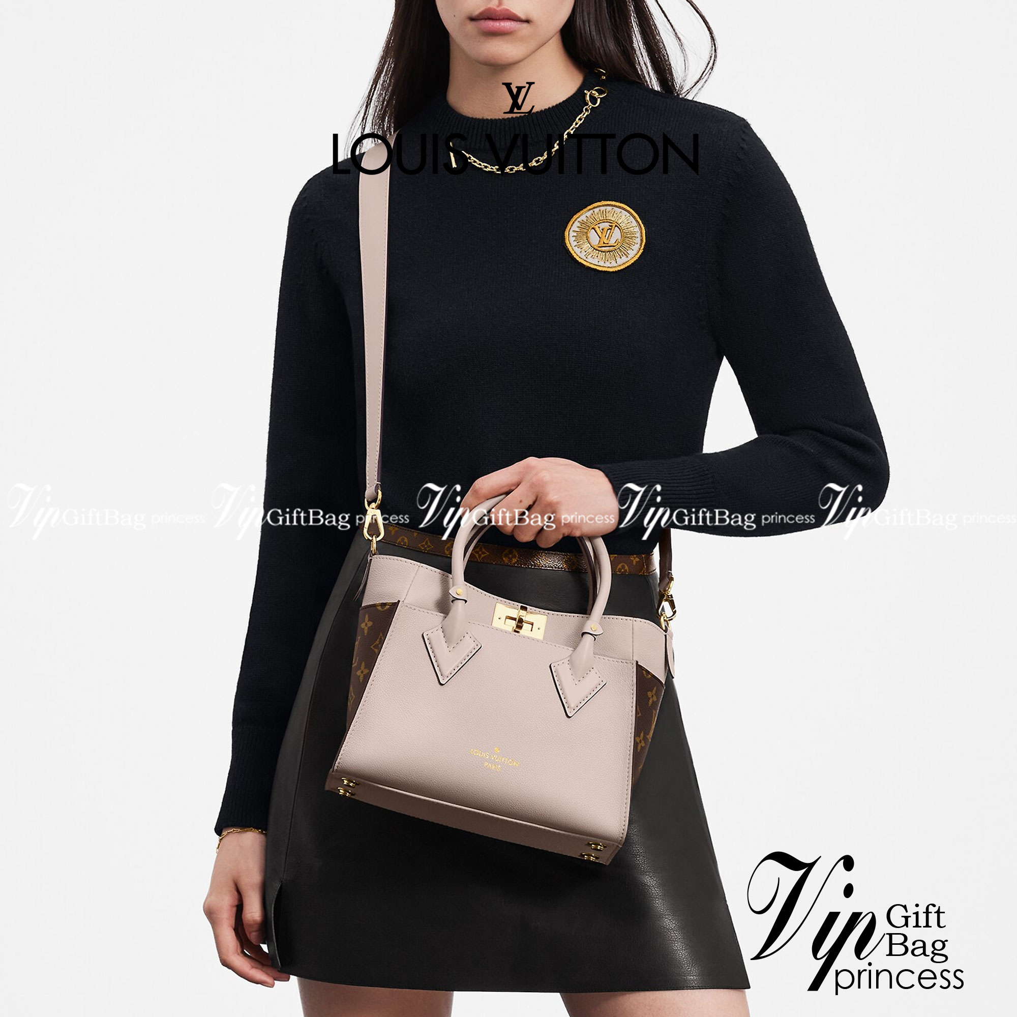 หนังแท้ LV On My Side PM กระเป๋าโท้ทขนาดกะทัดรัดที่ผลิตจากหนังลูกวัวเนื้อนุ่ม เกรดออริจินอล ภาพสินค้าถ่ายจากงานขายจริง ใช้งานต่างประเทศได้