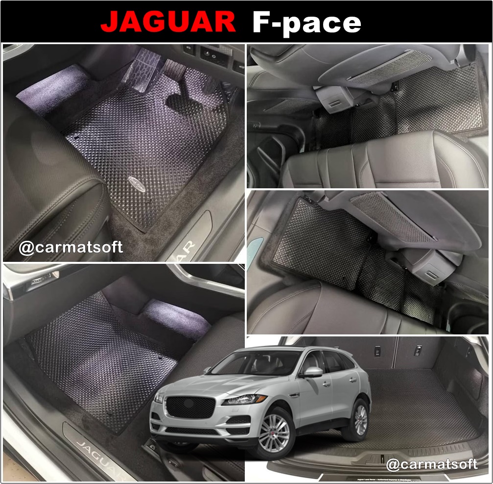 พรมปูพื้นรถยนต์ JAGUAR F-Pace (2016-20) พรมกระดุ ยางปูพื้นรถยนต์ จากัวร์ เข้ารูป ในรถ+แผ่นปูท้าย