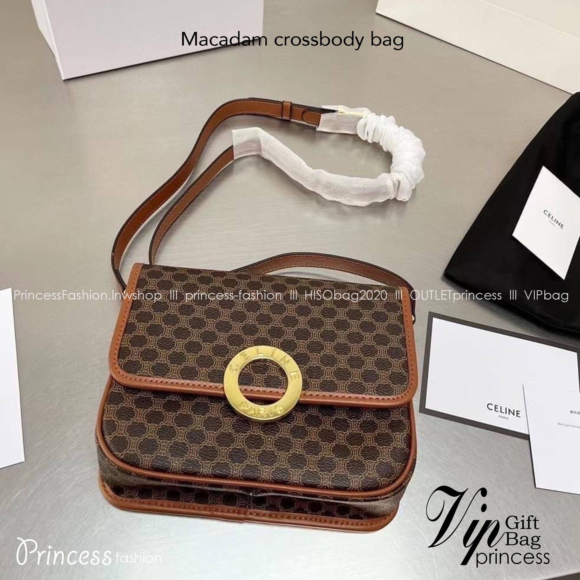 CELINE VINTAGE / CELINE Macadam crossbody bag / CELINE FOLCO BAG IN TRIOMPHE CANVAS กระเป๋าสะพายสไตล์วินเทจ หากใครที่กำลังมองหากระเป๋าสะพายข้าง ขนาดกะทัดรัด และเรียบหรู