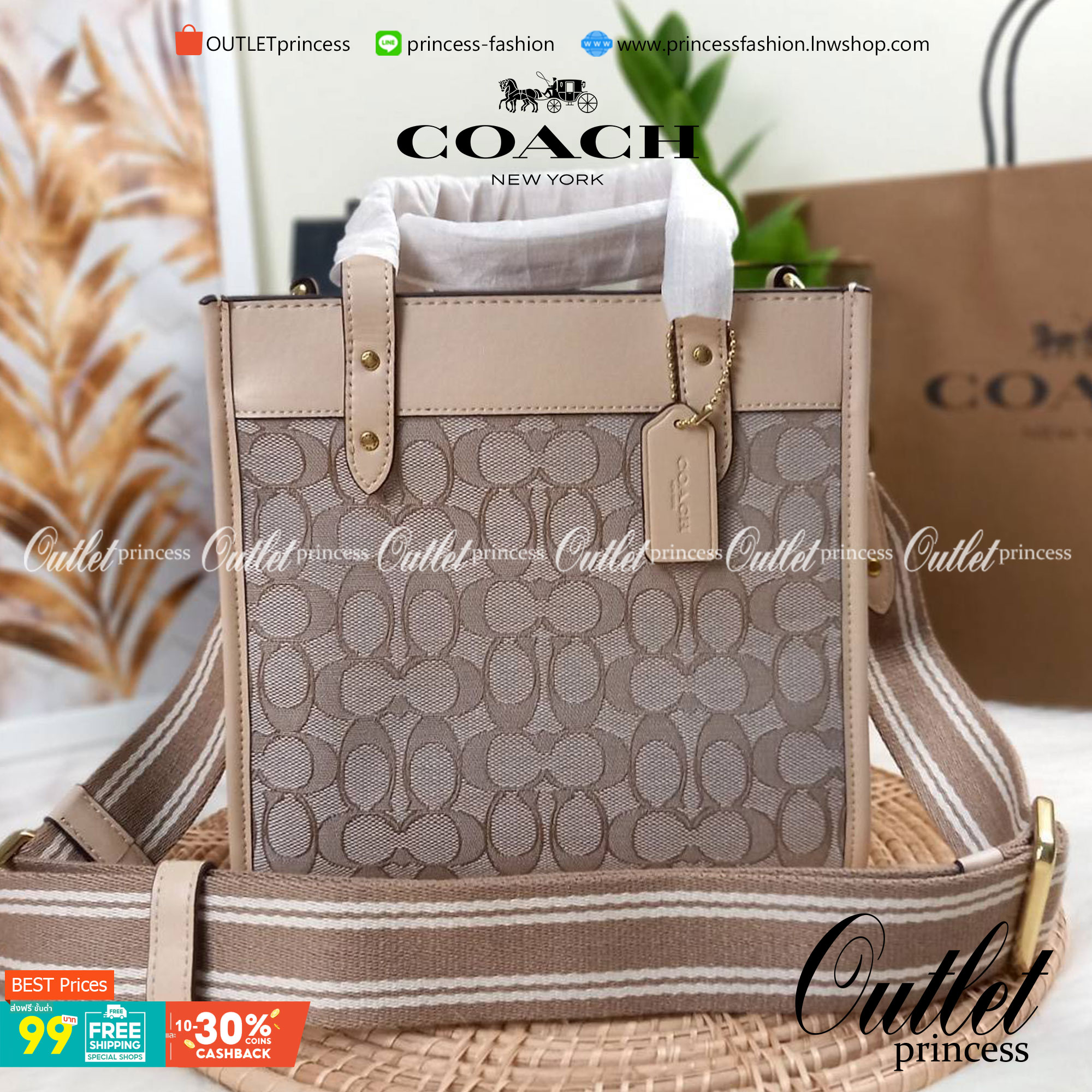 ใบนี้ ช่วยให้ชีวิตง่ายขึ้นเยอะเลย🌈🌺>>COACH FIELD TOTE 22 IN SIGNATURE JACQUARD(COACH C3865) 🍁กระเป๋าถือ สะพาย รุ่น Unisex ใช้ได้ทุกเพศวัย ขนาดเหมาะต่อการใช้งานในแต่ละวันมากๆ //วัสดุ jacquard ลาย signature ตกแต่งดีเทลด้วยหนังแ