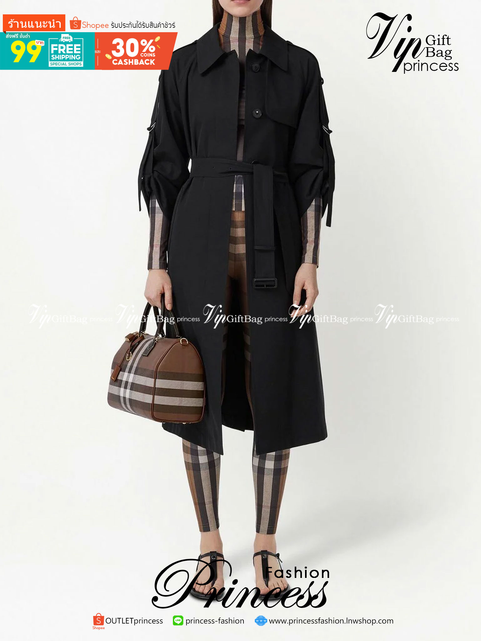 Burberry medium check bowling bag 12" / Burberry Coated fabric boston bag / BURBERRY FRAGRANCES VINTAGE BOWLING BAG กระเป๋าสะพายใบใหญ่ จุของได้เยอะ ลายวินเทจ โทนสีใช้งานง่าย Vintage Signature สวยหรูสุดคลาสสิค