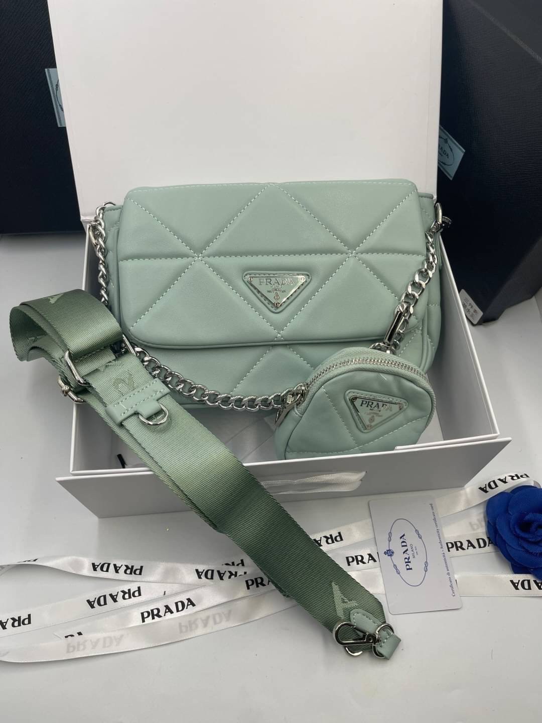 VIP 】PRADA System nappa leather patchwork bag หนังแท้ พร้อมส่งที่ไทย 6 สี