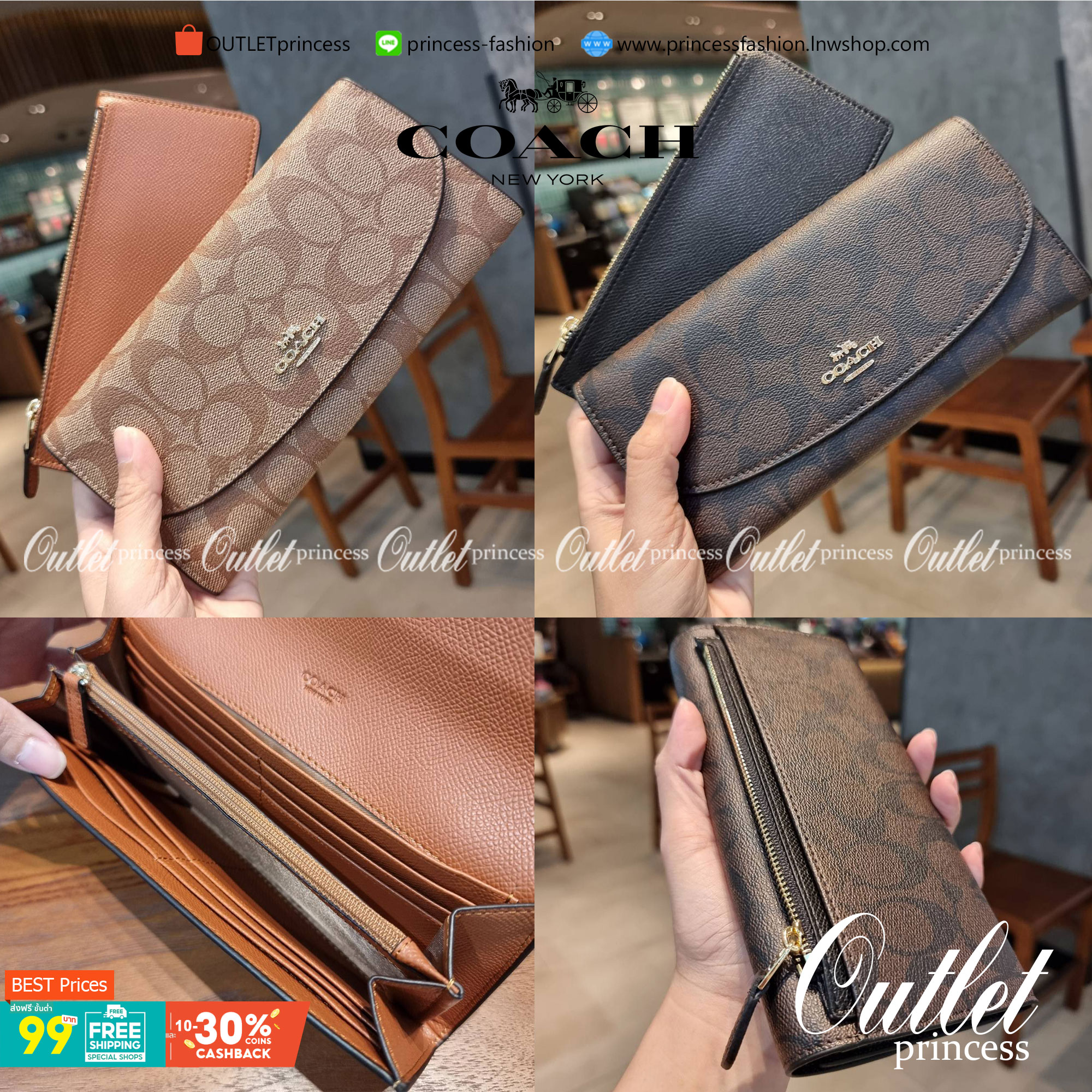 COACH F52601 POP SLIM ENVELOPE WALLET IN SIGNATURE รุ่นขายดี ขายหมด!! รุ่นหายาก!! เติมสต็อคจ้า!! กระเป๋าสตางค์รุ่นฝาพับ ดีไซน์เรียบหรู คลาสสิค ใช้งานง่ายและสะดวกมากๆ ด้วยซองซิปที่เสียบด้านหลัง ถอดแยกออกมาใช้ได้ หรือเอาออก พกกระเป๋าเดี่ยวๆก็ได้ ถือใบนี้ดูไ