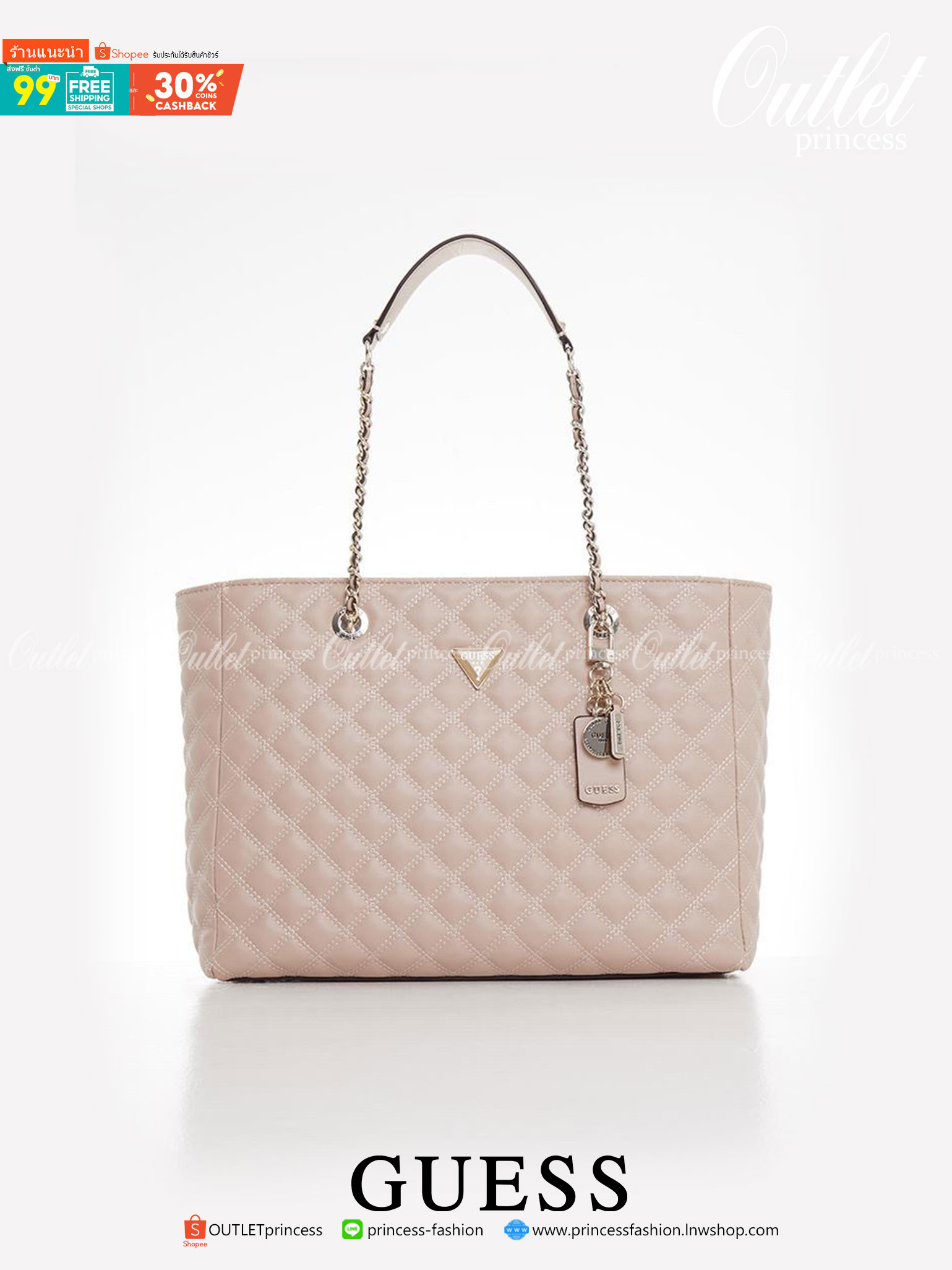 ของแท้ 💯% GUESS WOMEN'S CESSILY TOTE FLAP BAG ของแท้ กระเป๋าสะพายทรง SHOPPING BAG หนัง PU หนังนิ่มสีดำเล่นลายเหลือบกลิตเตอร์ ด้านหน้าประดับโลโก้สีแบรนด์