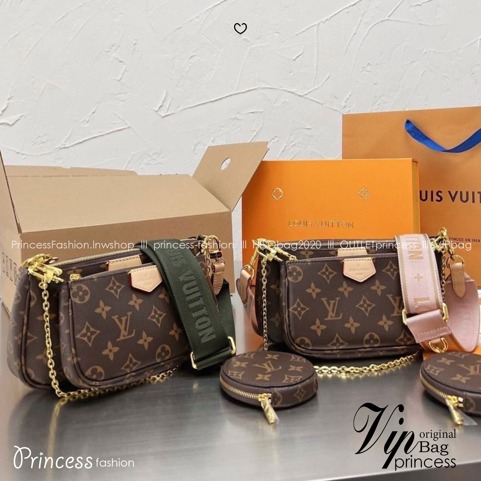 LV Multi Pochette Accessories Bag 3in1 กระเป๋าสะพายมัลติฟังก์ชั่น รุ่นยอดนิยม ซื้อ 1 ได้ถึง 3 ครีเอทการสะพายได้หลากหลายแบบตามใจ ถอดแยกชิ้นได้ดีงาม ดีไซน์คลาสสิควินเทจ มาพร้อมสายคล้องโซ่ และสายสะพายเป็นไอเท็มที่เหมาะในทุกโอกาส สะพายปรับลุคได้หลายสไตล์ รับร