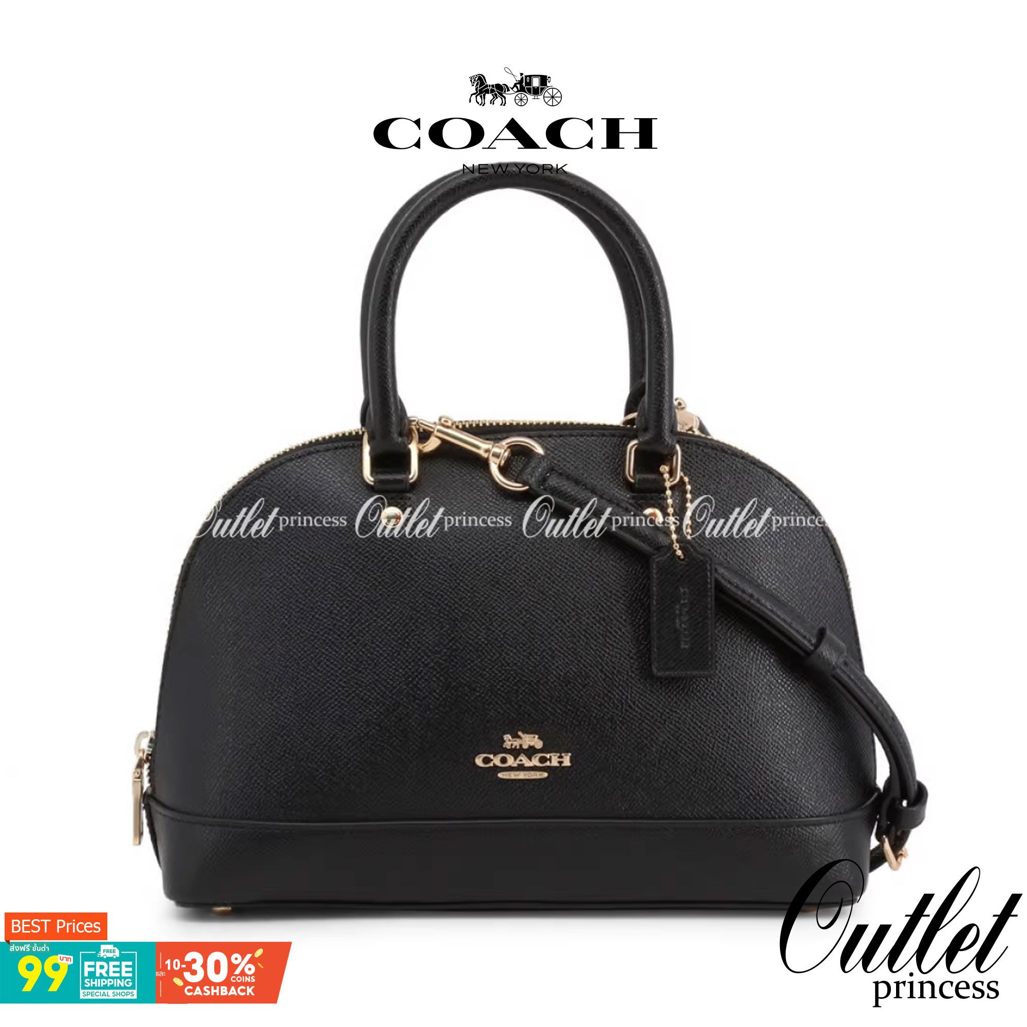 COACH F27591 MINI SIERRA SATCHEL กระเป๋าทรงโดมสุดคลาสสิค สีดำอมตะ ฮิตตลอดกาล มาพร้อมหูจับในตัวและสายสะพายครอสบอดี้ ที่จะคล้องแขนก็ได้อีกลุค หรือจะถือเก๋ๆก็เลิศ วัสดุหนัง crossgrain ทนทาน ดูแลรักษาง่าย ภายในโล่งกว้าง ใส่ของได้ครบไม่ต้องห่วง เป็นไอเท็มที่หา