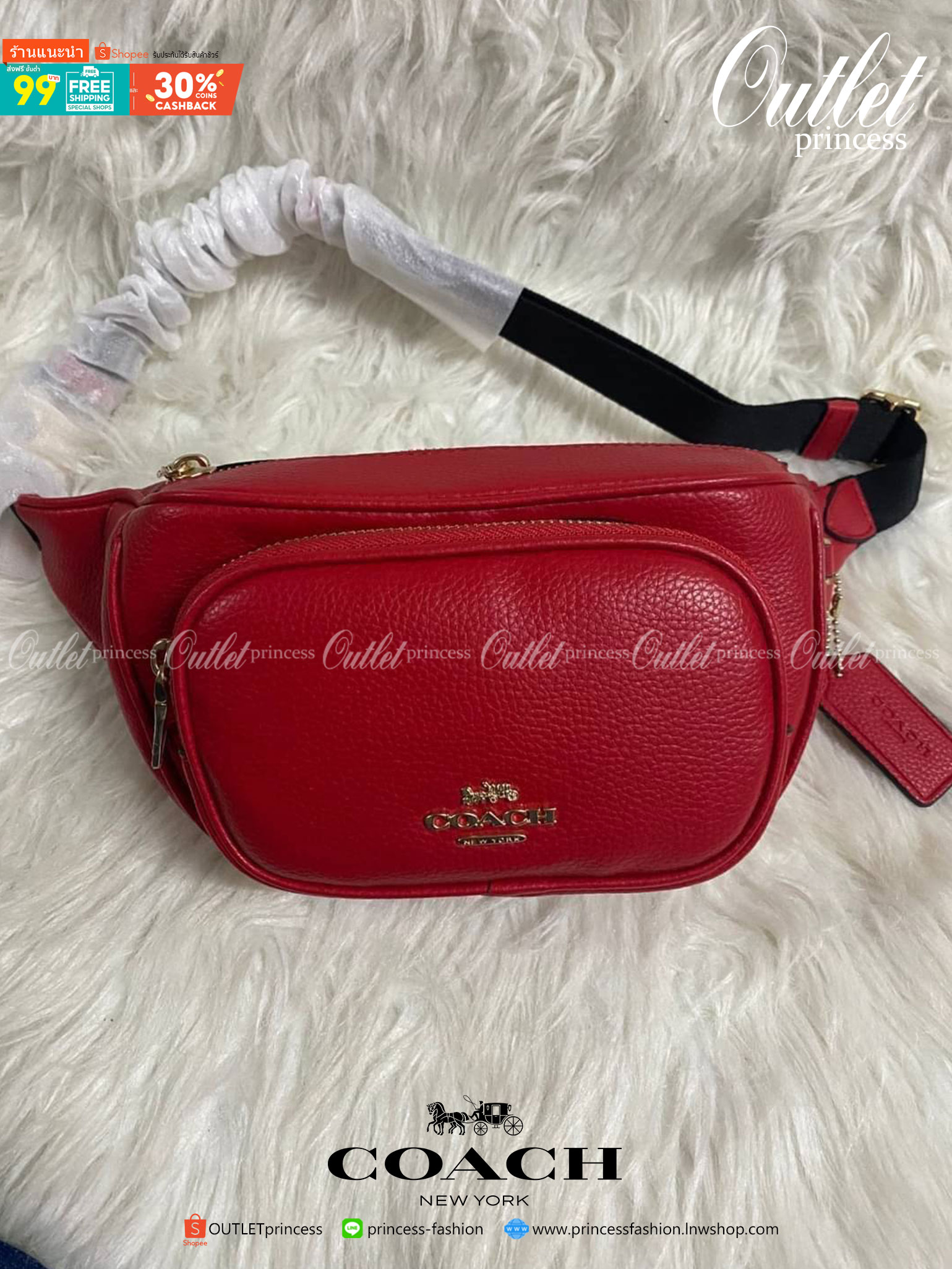 ของแท้ 💯% COACH 6488 COURT BELT BAG รุ่น : 6488 LTH COURT BELT BAG