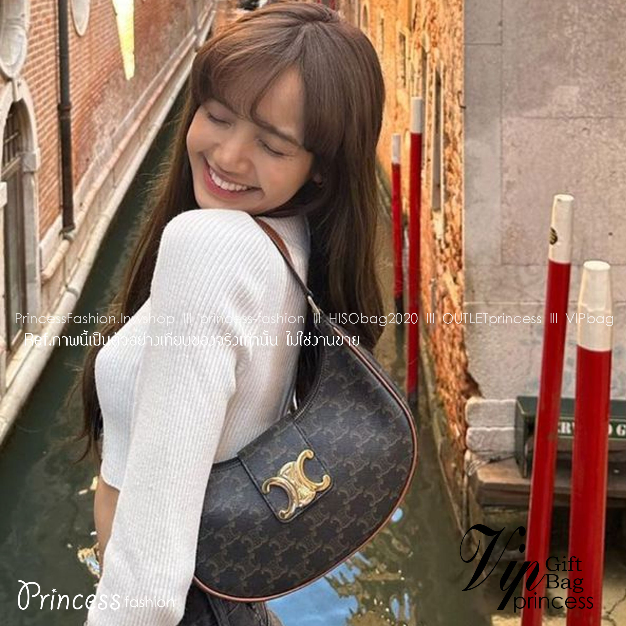 CELINE AVA TRIOMPHE SOFT BAG IN TRIOMPHE CANVAS AND CALFSKIN / CELINE SHOULDER BAG รุ่นใหม่ล่าสุดดีไซน์สวยหรู หนังสวยอยู่ทรง ภายในโล่งกว้างและจุสามารถใส่มือถือ กระเป๋าสตางค์ ของใช้ได้เยอะ