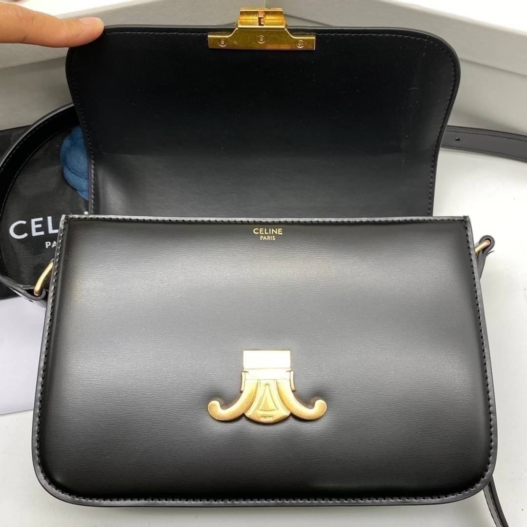 MEDIUM 22cm : CELINE CLASSIQUE TRIOMPHE BAG IN SHINY CALFSKIN / Celine Triomphe Bag / Celine Bag พร้อมส่ง 10 สี เกรดออริ 1:1 กระเป๋าแบรนด์หรูที่ควรมีแห่งปี